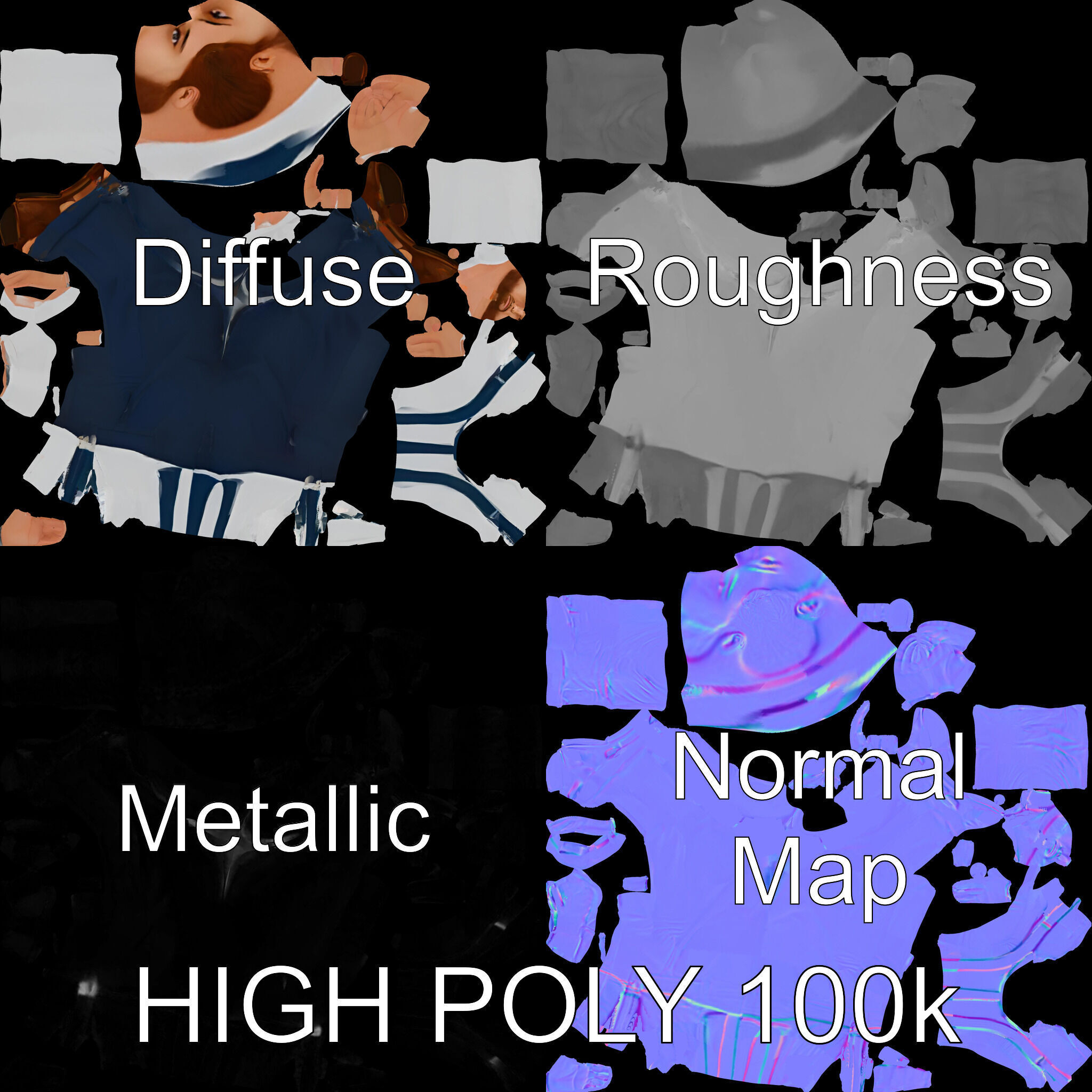 Businessman D Model with Suspenders and Dress Shoes Low-poly 3D model_2