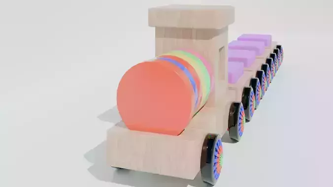 3D Cartoon Train Engine  Blender Model