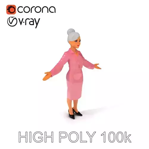 Sophisticated Businesswoman in Pink Suit D Model Low-poly 3D model