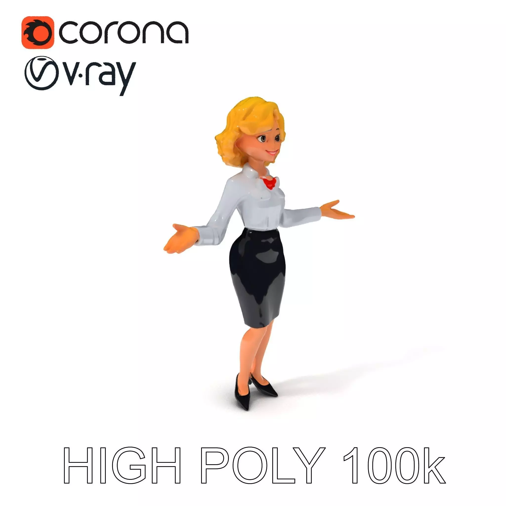 Animated Businesswoman D Model with Professional Attire Low-poly 3D model