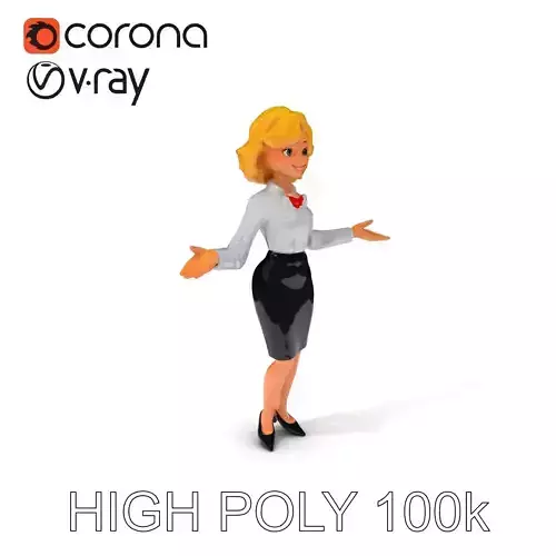 Animated Businesswoman D Model with Professional Attire Low-poly 3D model
