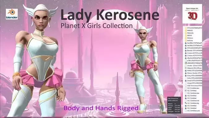 Lady Kerosene Planet X Rigged 3D Model