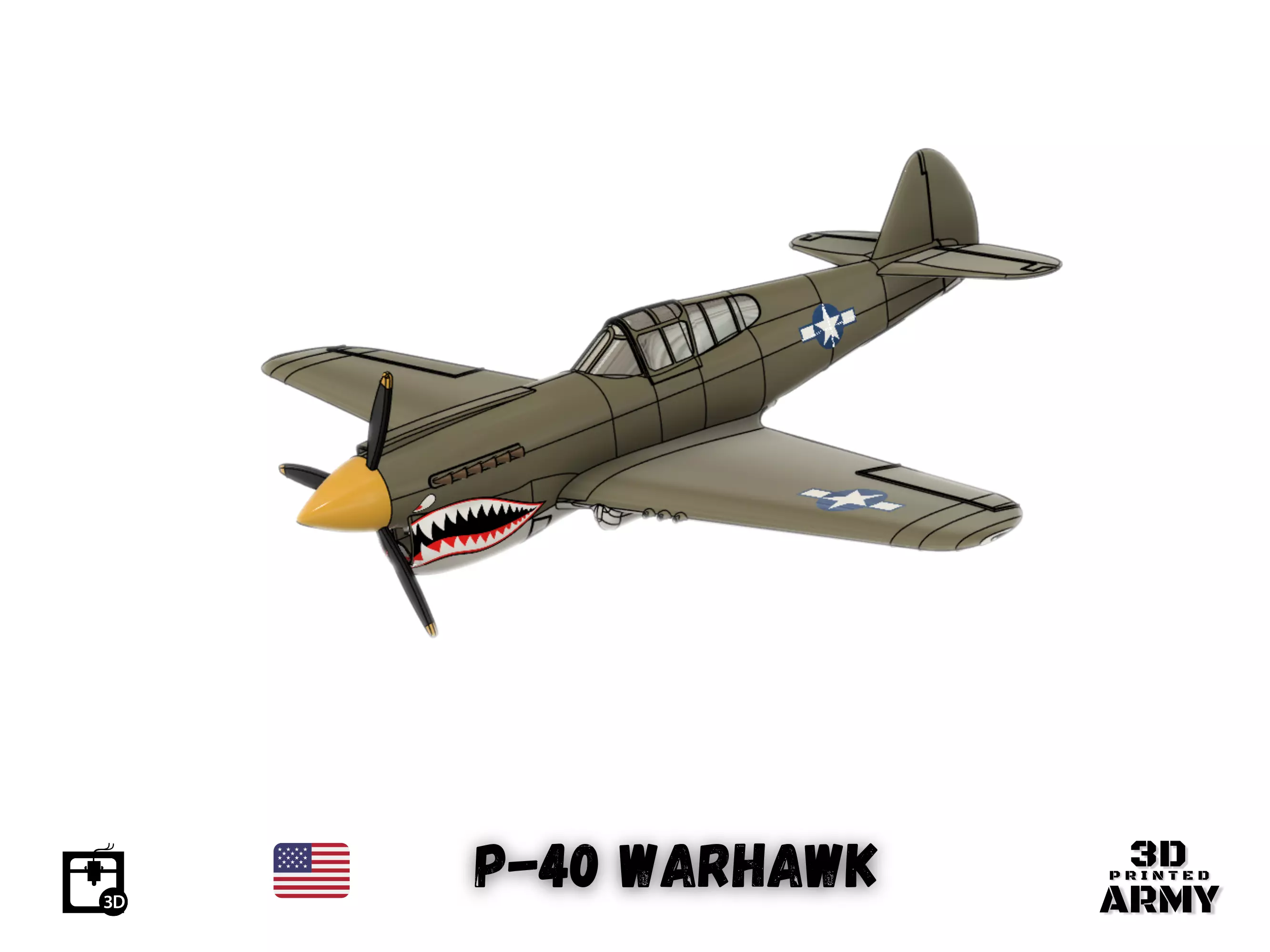 Curtiss P-40 WARHAWK - STL files for 3D printer 3D print model