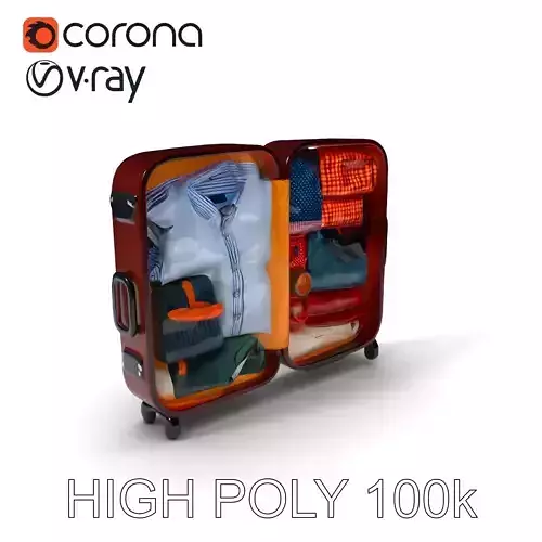 Travelers Suitcase and Clothing Essentials D Model Pack