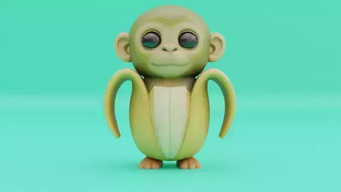 Baby Chimpanzini Bananini Italian brainrot  Character Low-poly 3D model