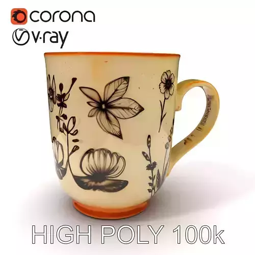 Ceramic Floral Mug Model Pack