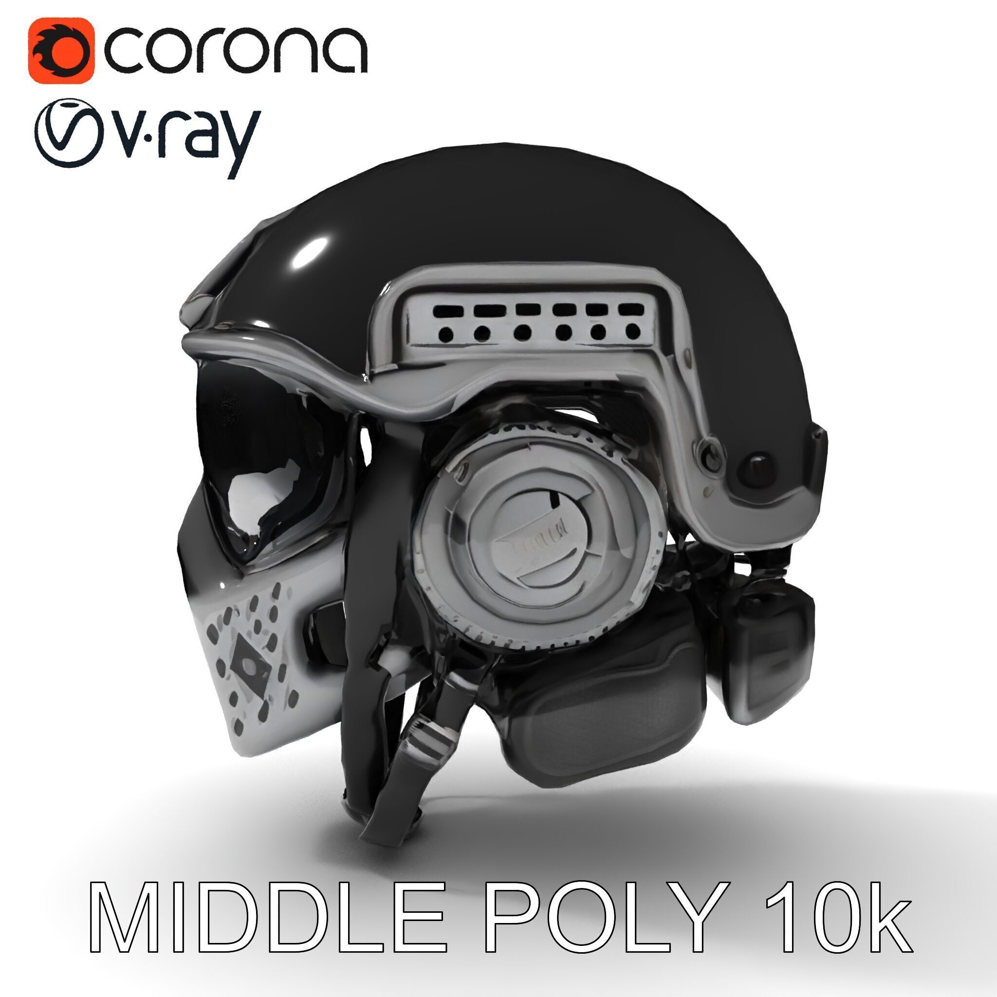 Futuristic Tactical Helmet Model Pack Low-poly 3D model_29