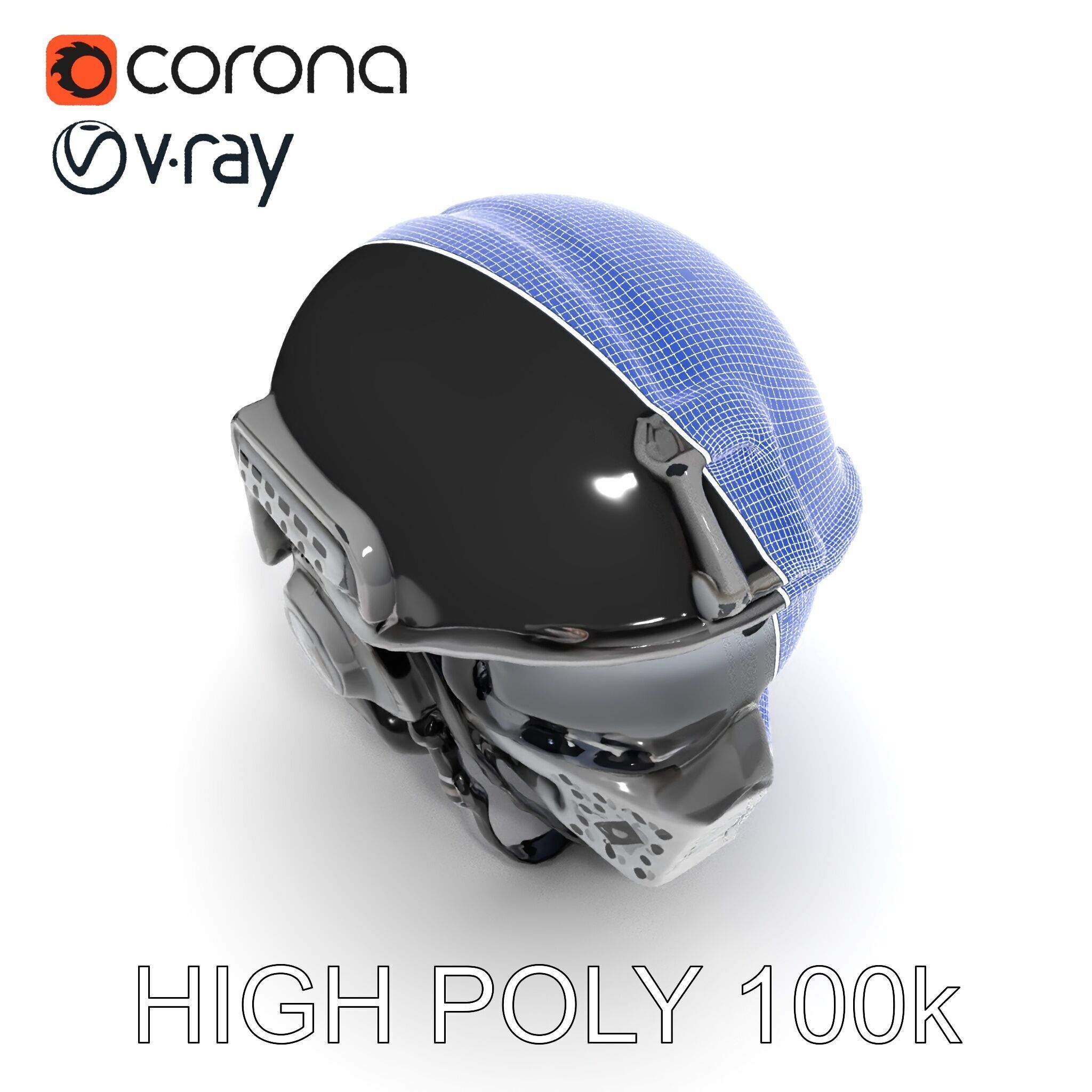 Futuristic Tactical Helmet Model Pack Low-poly 3D model_34