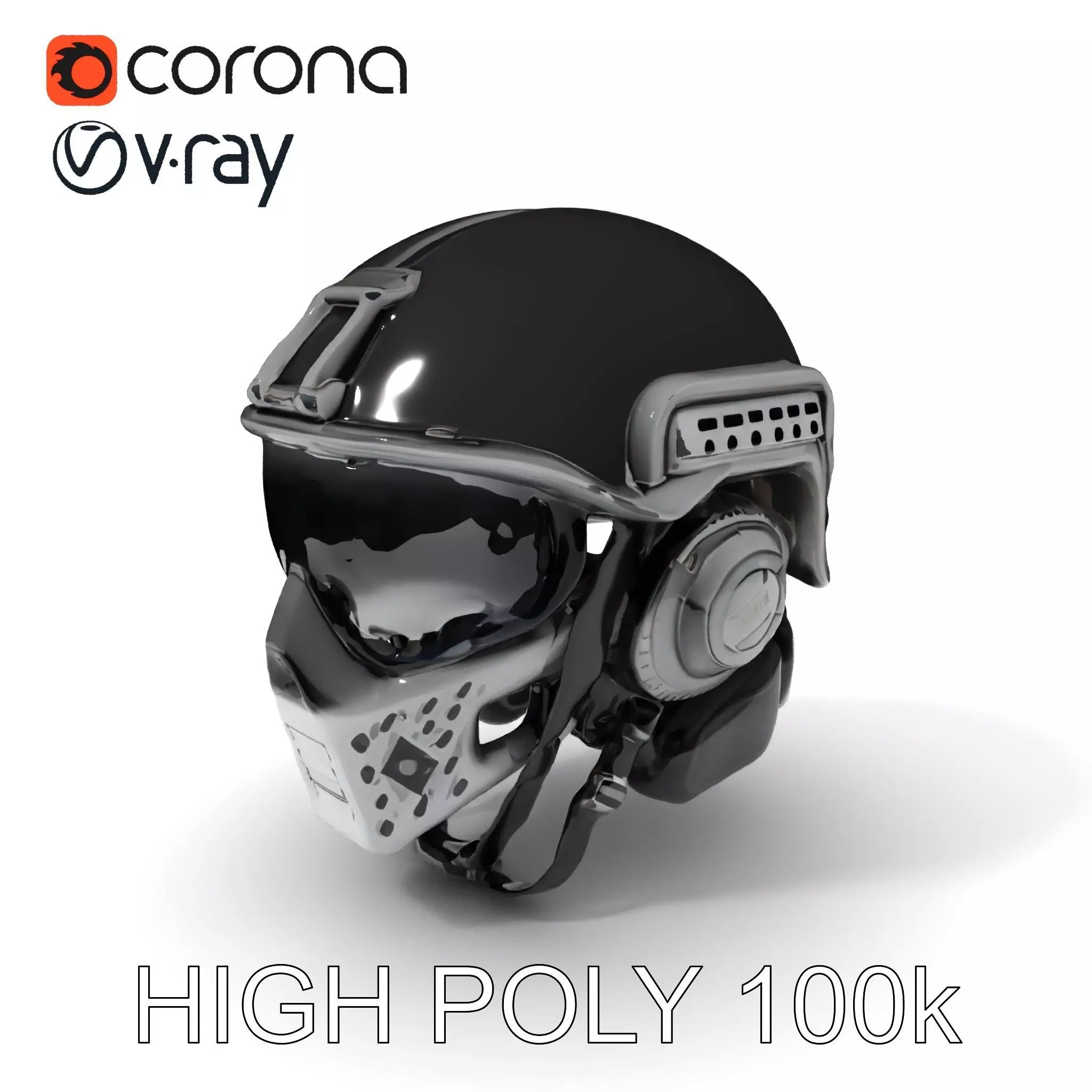 Futuristic Tactical Helmet Model Pack Low-poly 3D model_0