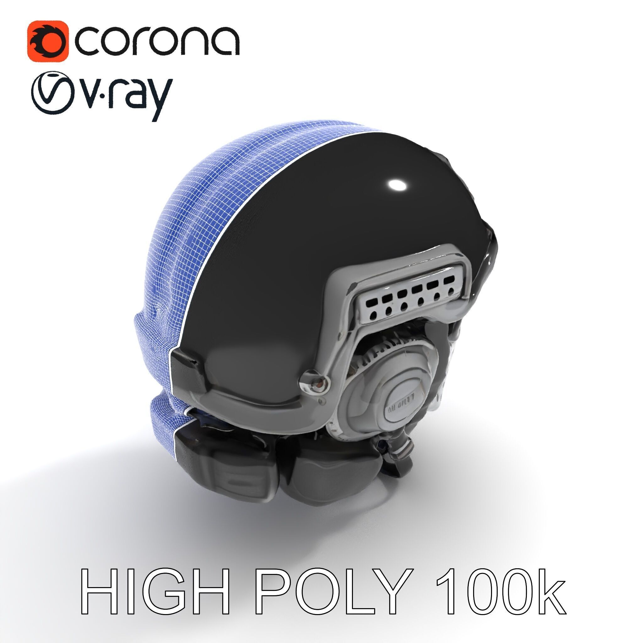 Futuristic Tactical Helmet Model Pack Low-poly 3D model_35