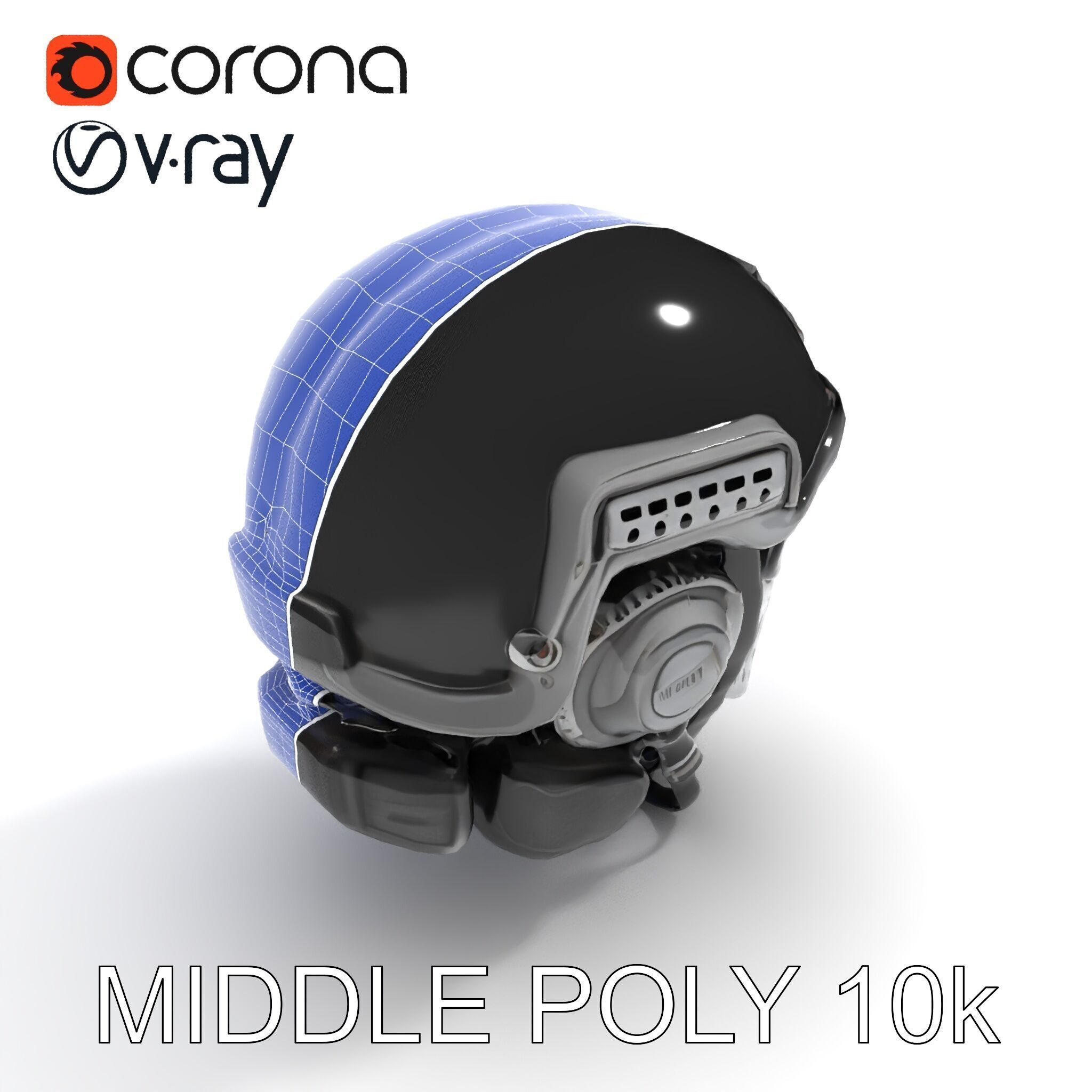 Futuristic Tactical Helmet Model Pack Low-poly 3D model_16