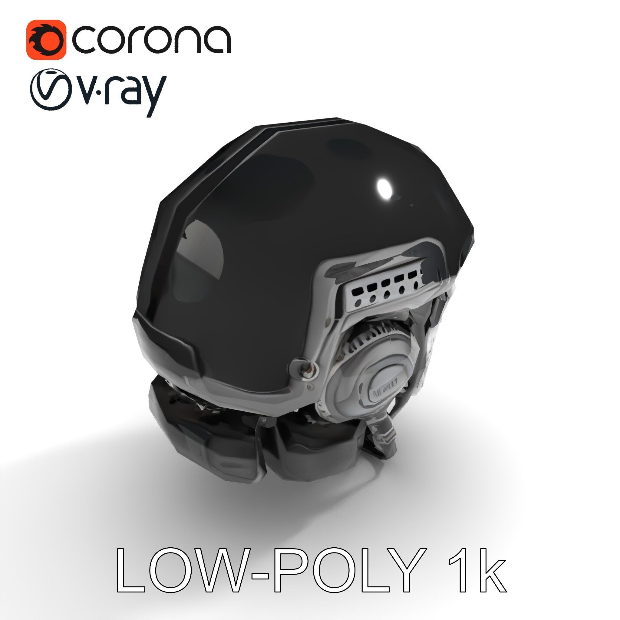 Futuristic Tactical Helmet Model Pack Low-poly 3D model_7