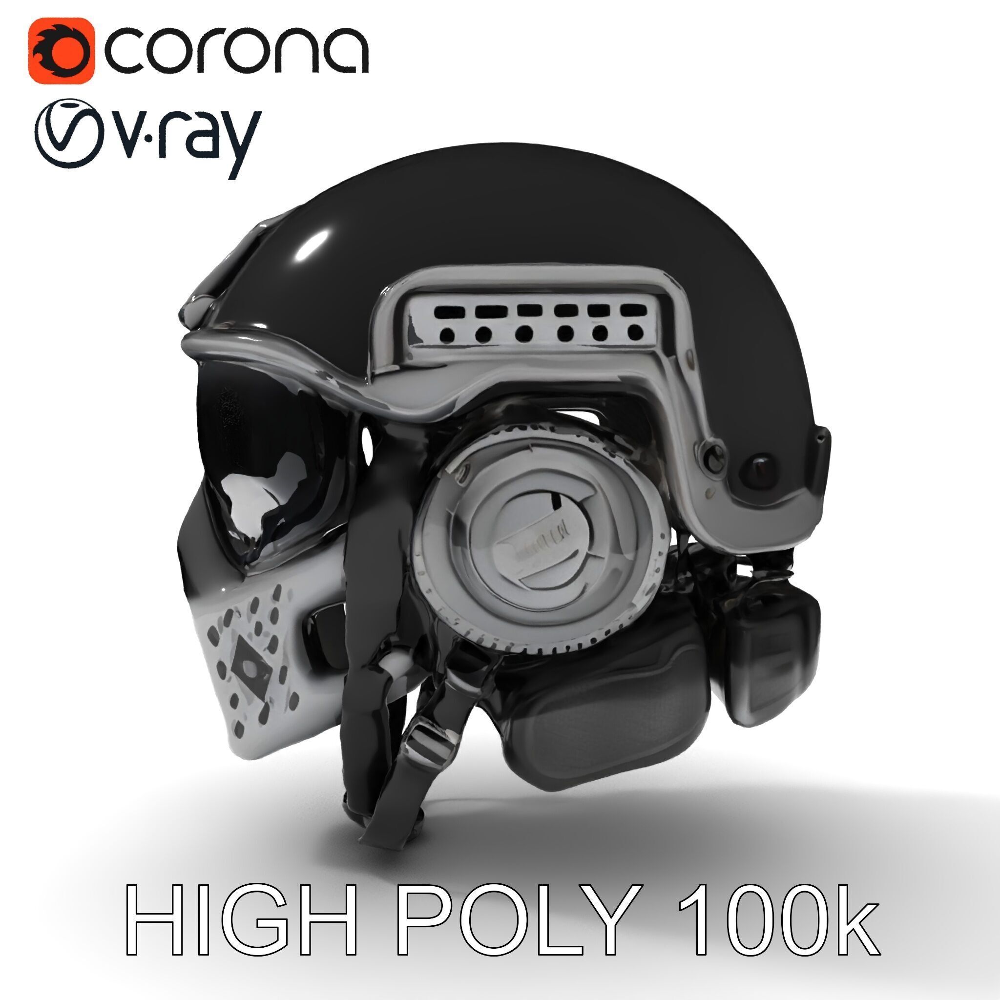 Futuristic Tactical Helmet Model Pack Low-poly 3D model_11