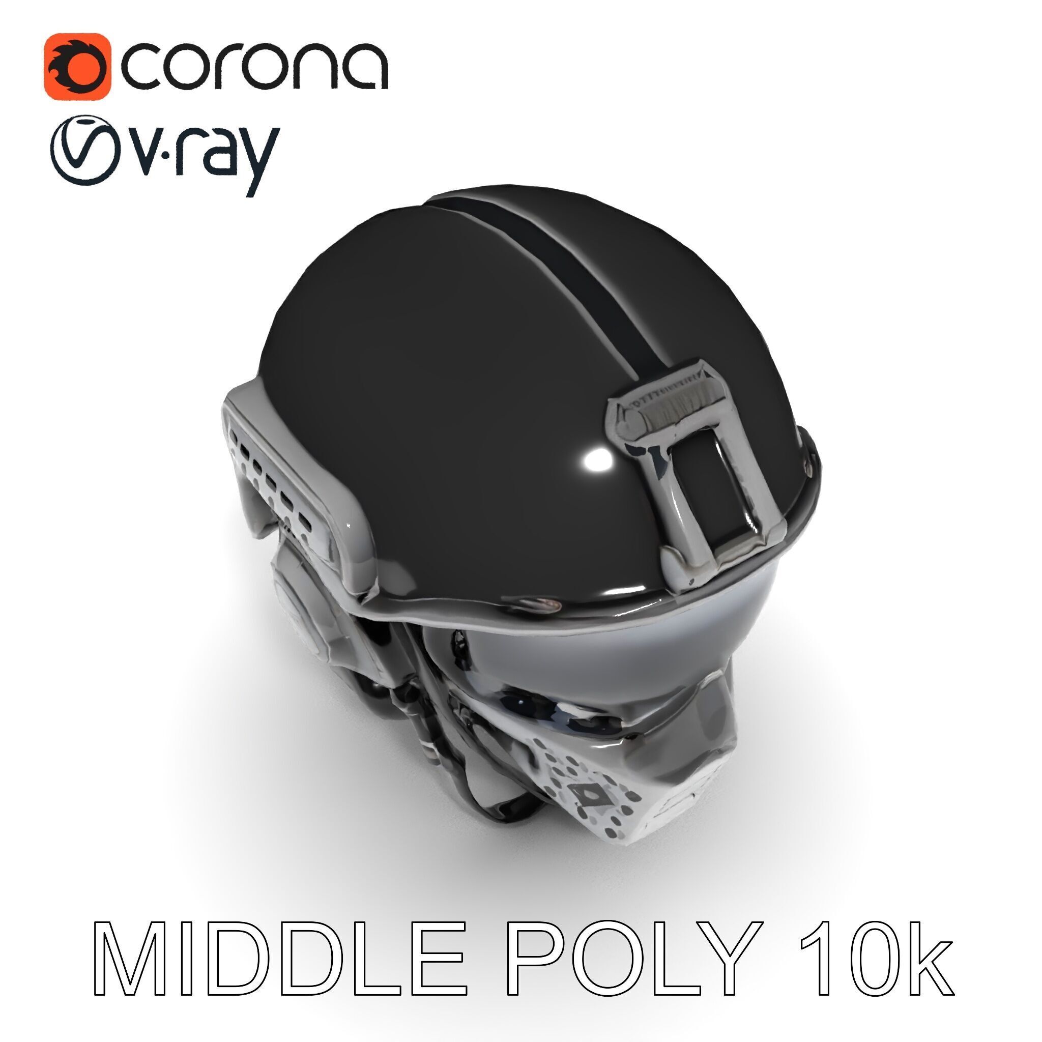 Futuristic Tactical Helmet Model Pack Low-poly 3D model_9
