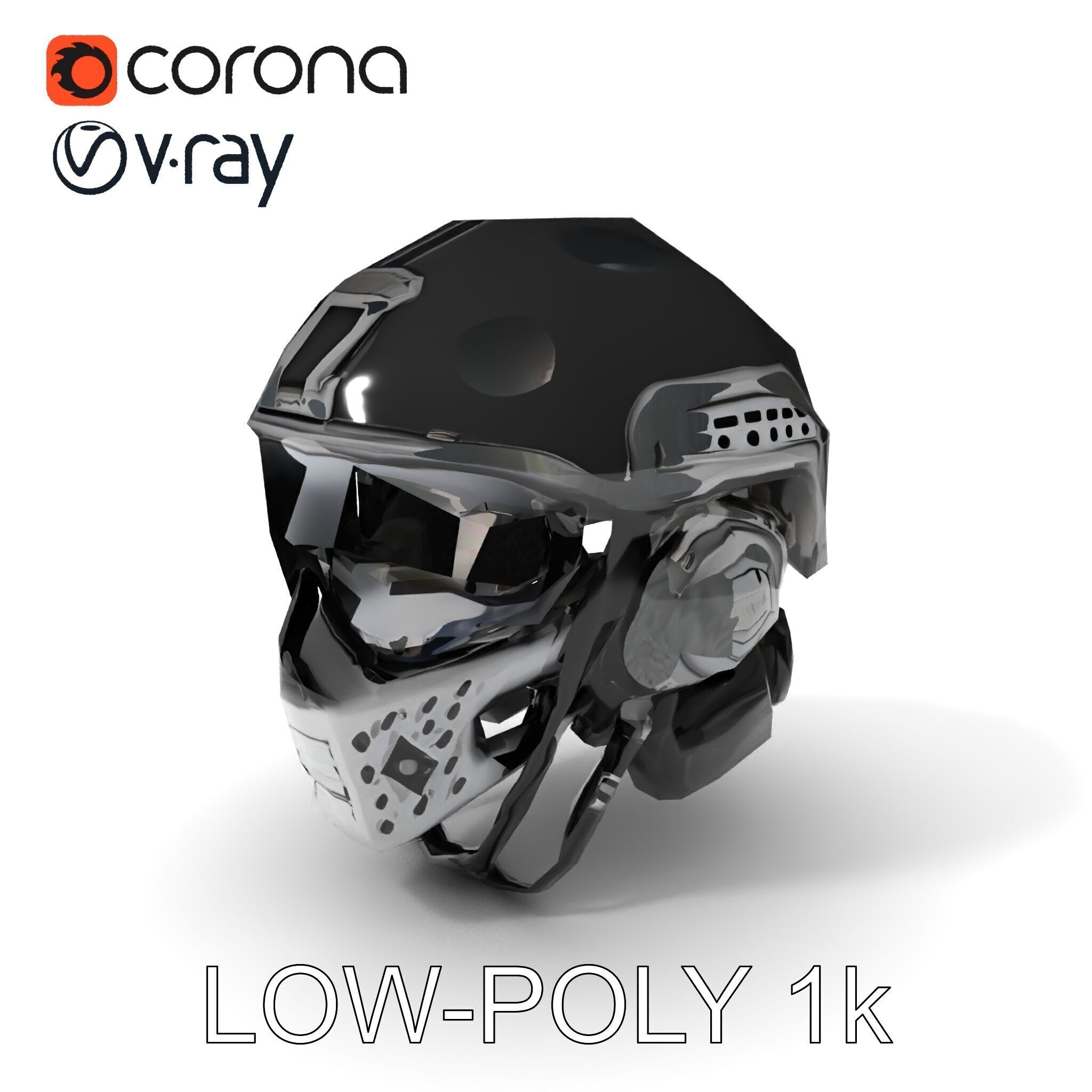 Futuristic Tactical Helmet Model Pack Low-poly 3D model_17