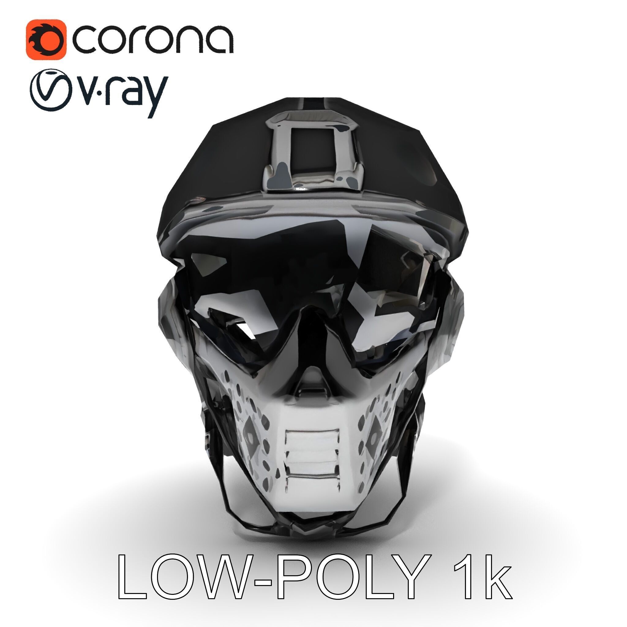 Futuristic Tactical Helmet Model Pack Low-poly 3D model_19