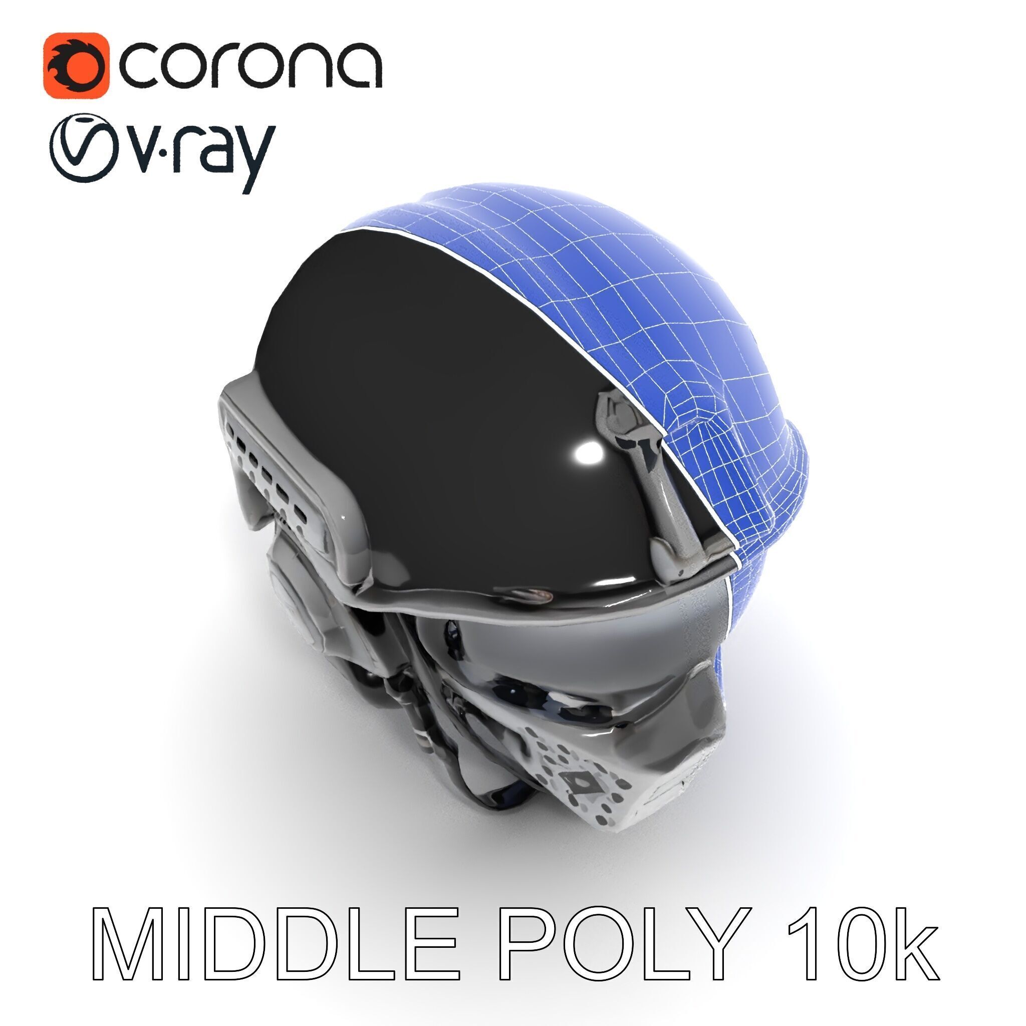 Futuristic Tactical Helmet Model Pack Low-poly 3D model_14