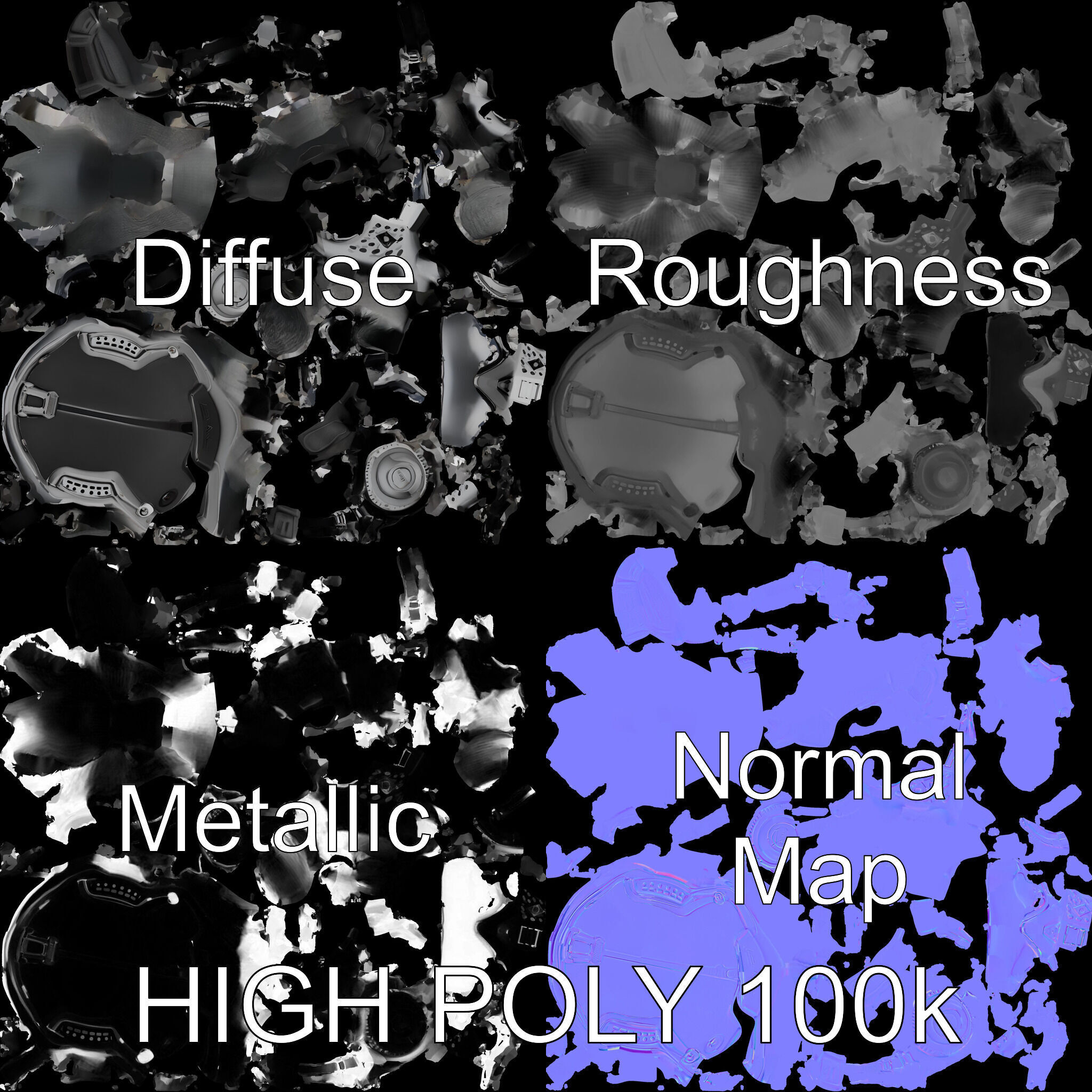 Futuristic Tactical Helmet Model Pack Low-poly 3D model_2