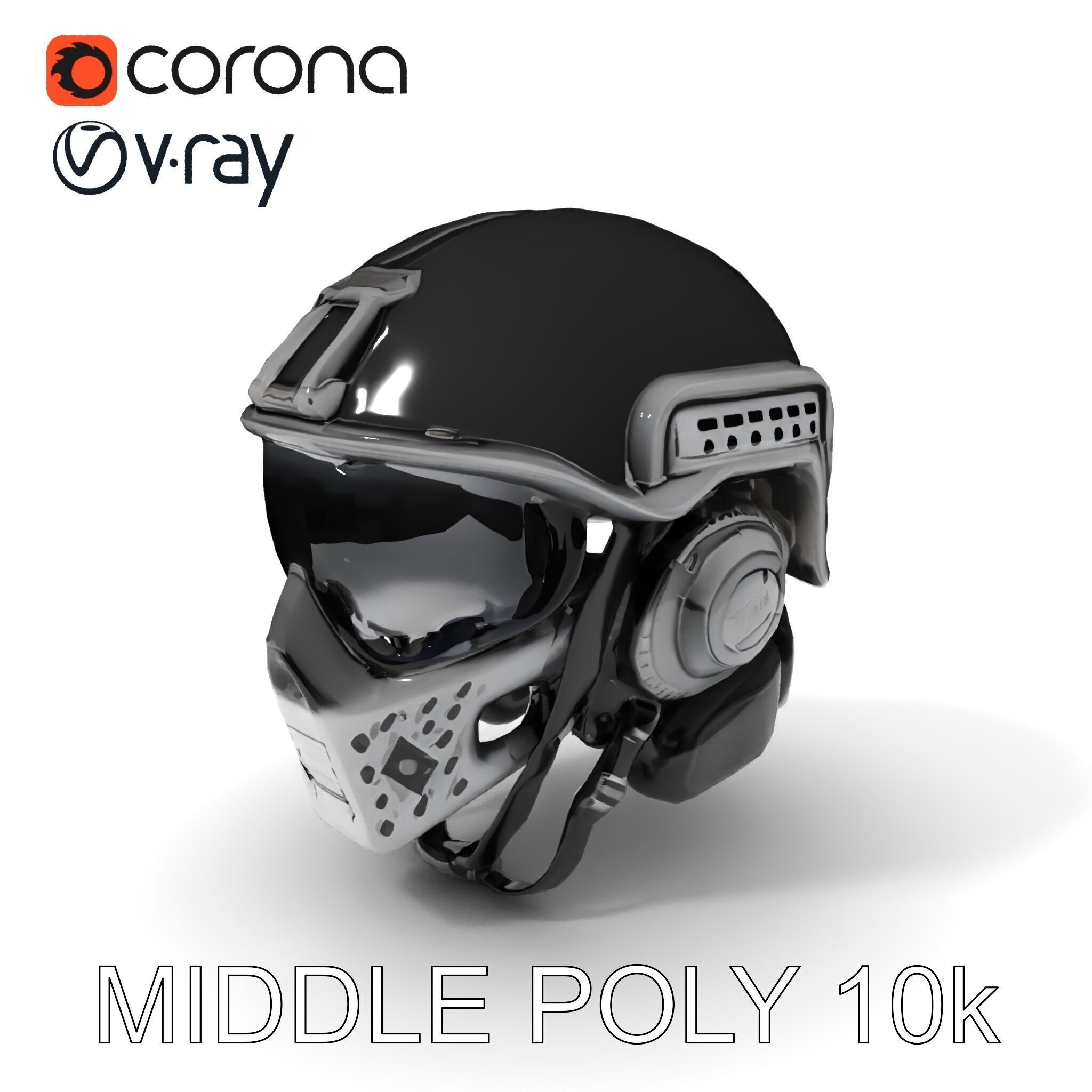 Futuristic Tactical Helmet Model Pack Low-poly 3D model_6