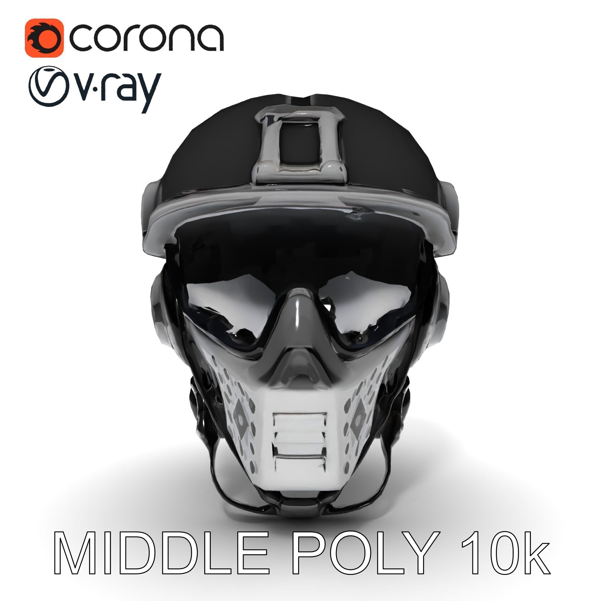 Futuristic Tactical Helmet Model Pack Low-poly 3D model_12