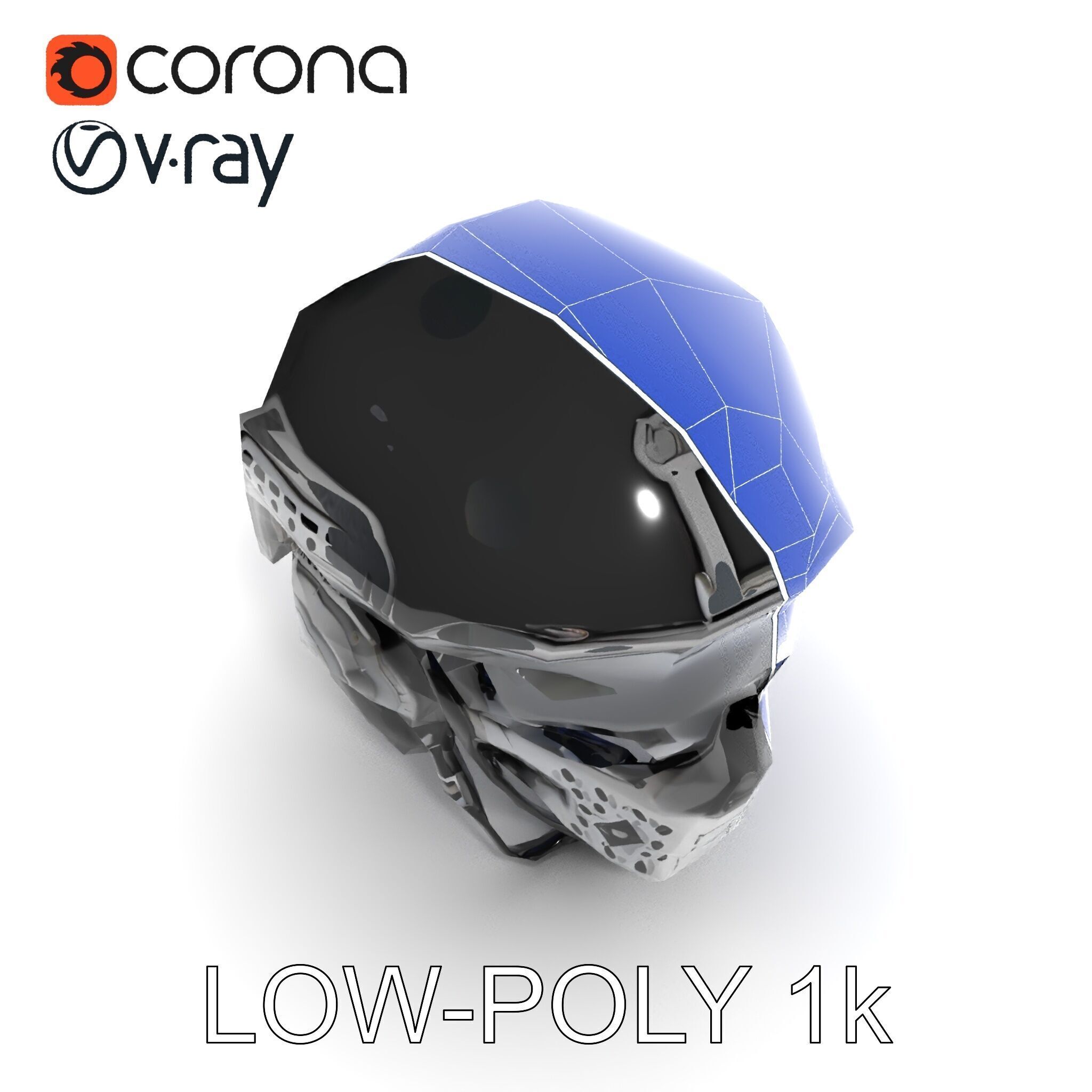 Futuristic Tactical Helmet Model Pack Low-poly 3D model_22