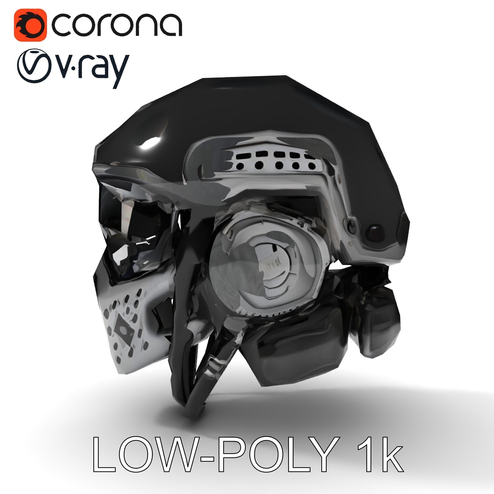 Futuristic Tactical Helmet Model Pack Low-poly 3D model_15