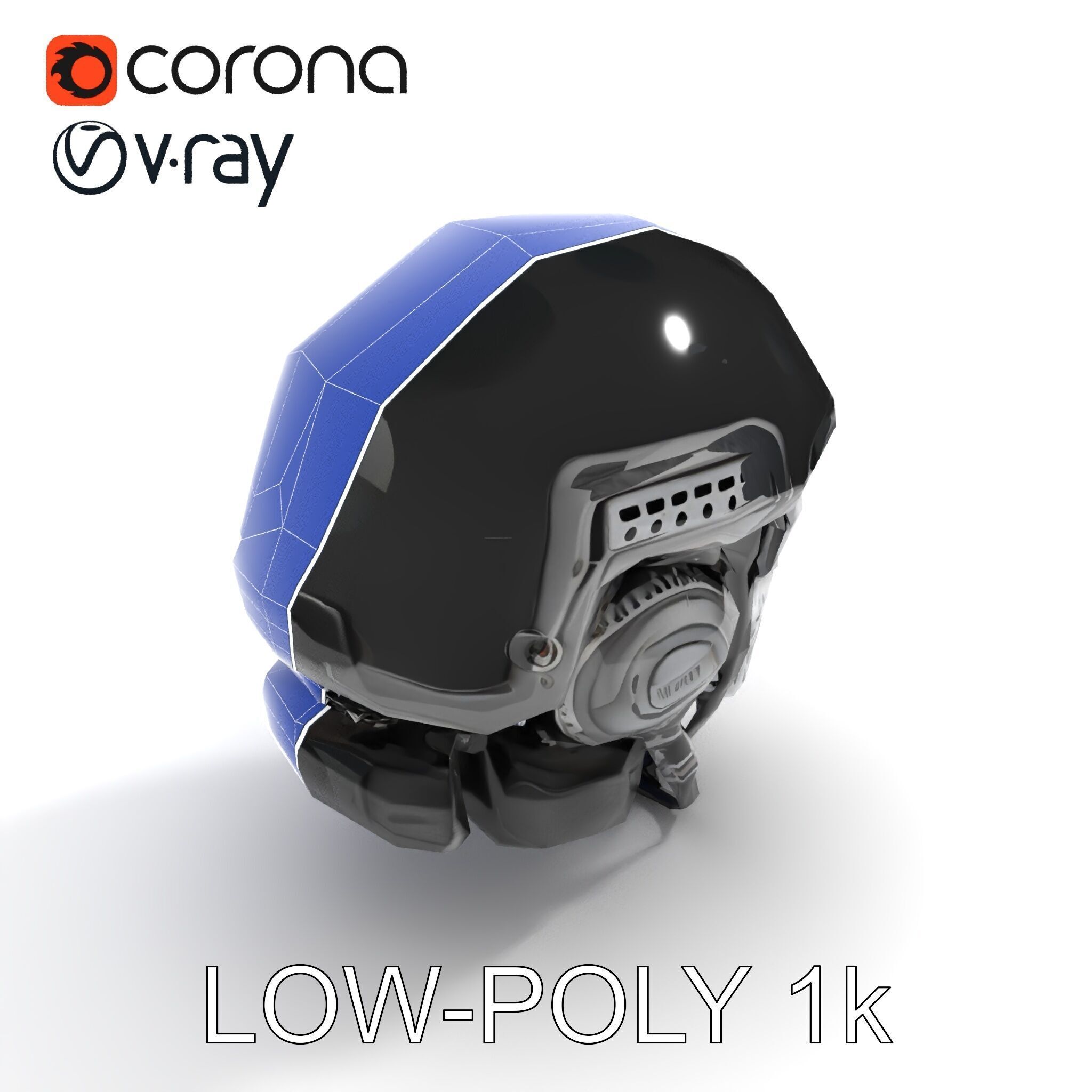 Futuristic Tactical Helmet Model Pack Low-poly 3D model_27