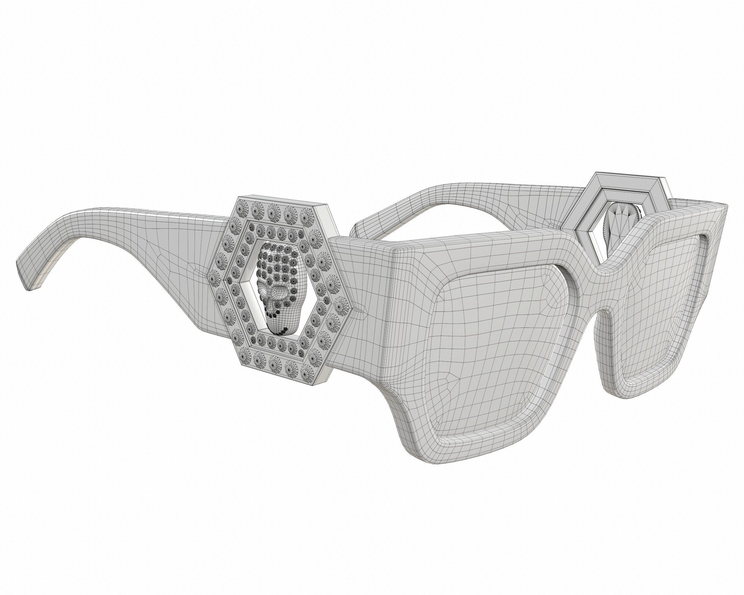 Philipp Plein Square Exclusive Sunglasses Low-poly 3D model_11