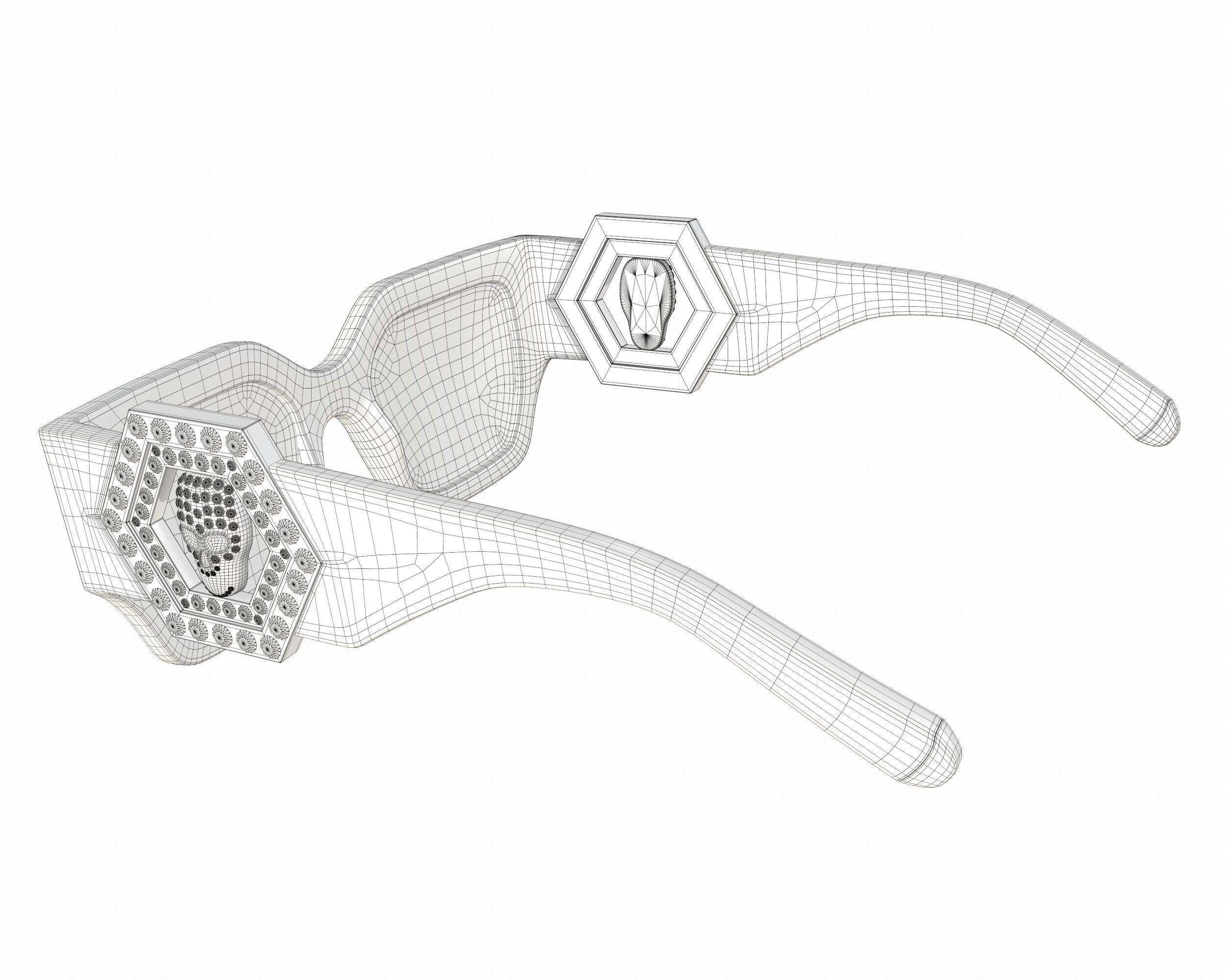 Philipp Plein Square Exclusive Sunglasses Low-poly 3D model_12
