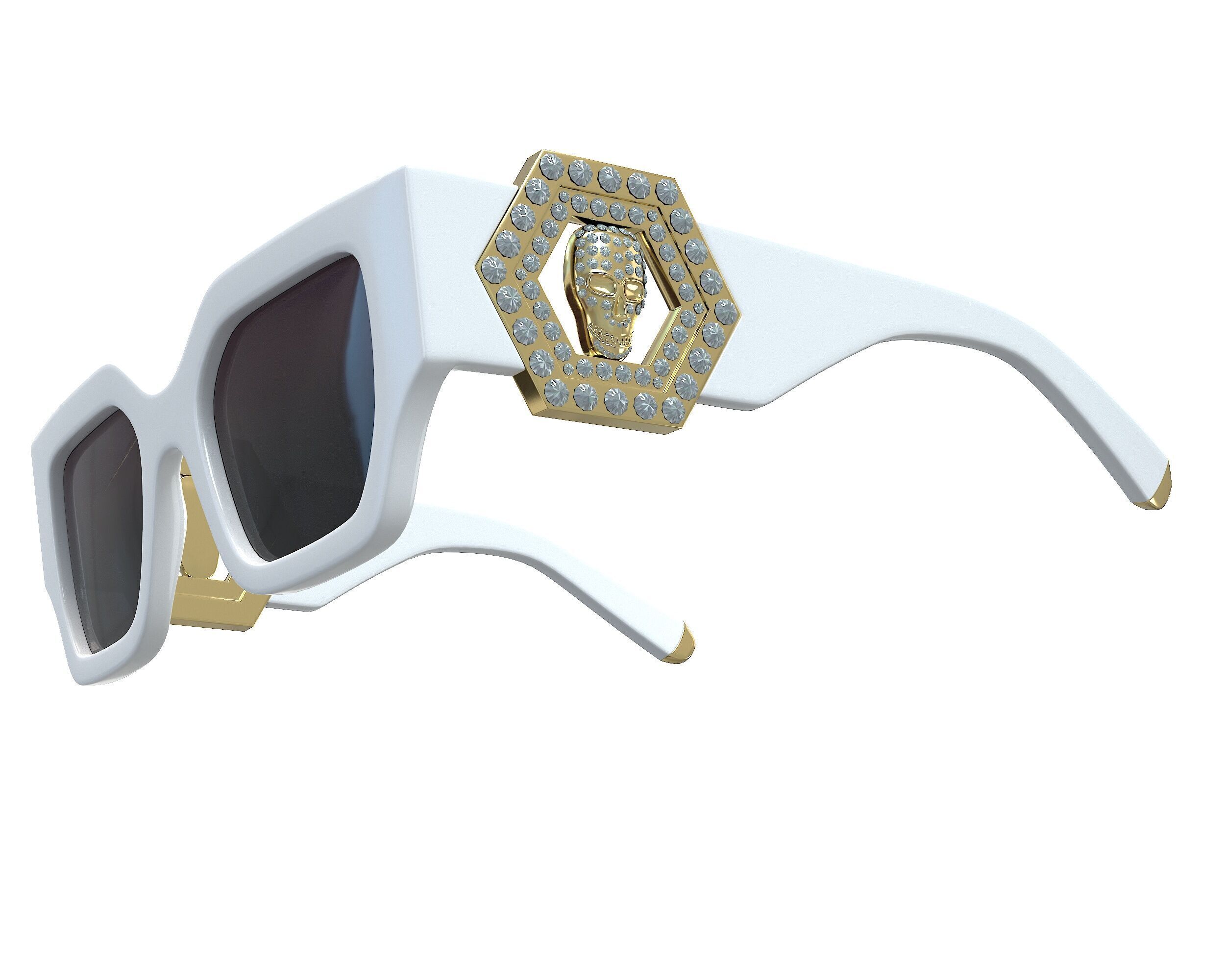 Philipp Plein Square Exclusive Sunglasses Low-poly 3D model_9