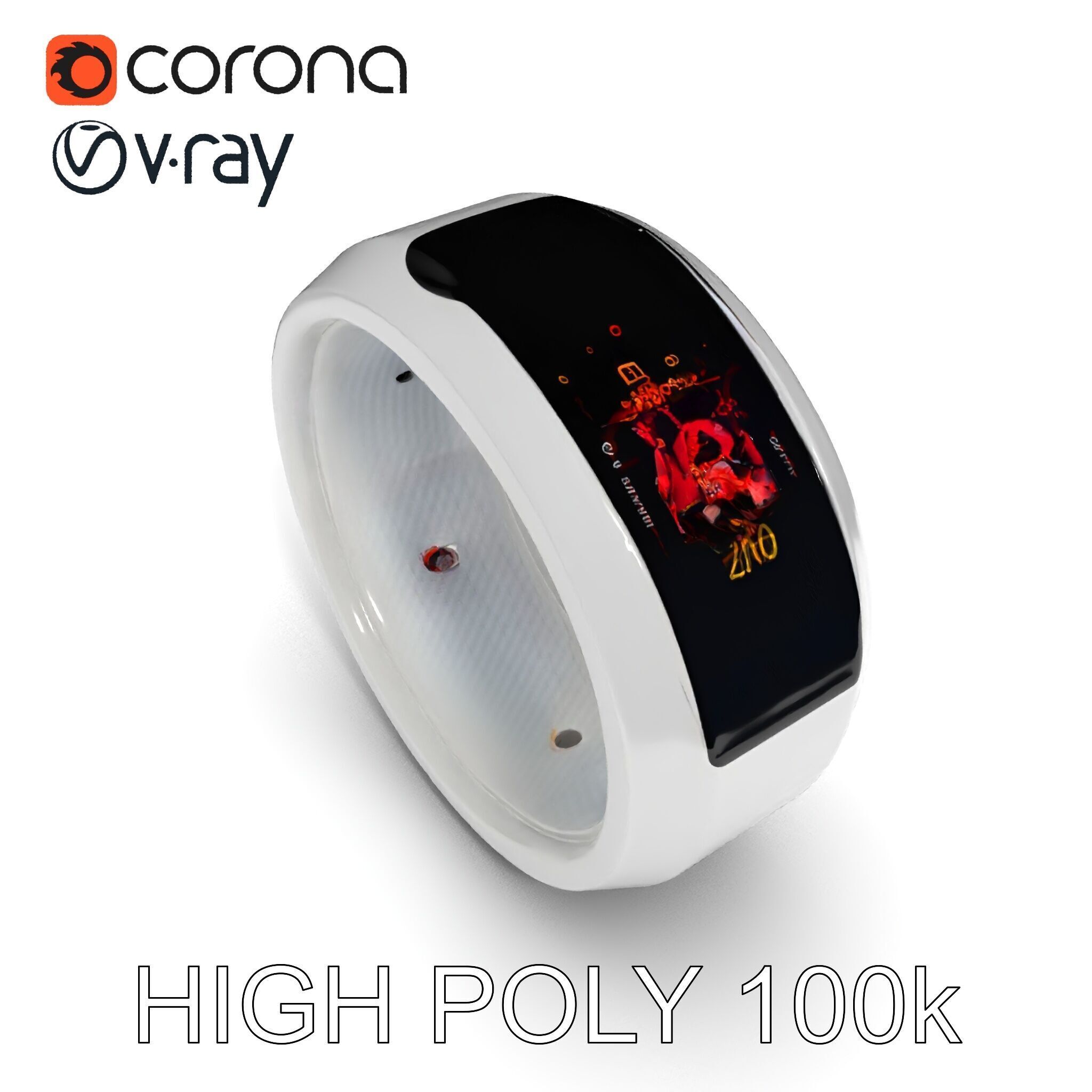 Smart Ring Model Pack with Interactive LED Display Low-poly 3D model_11