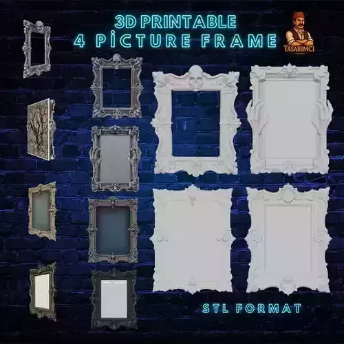 3D Printable Gothic Skull-Themed Picture Frame Design