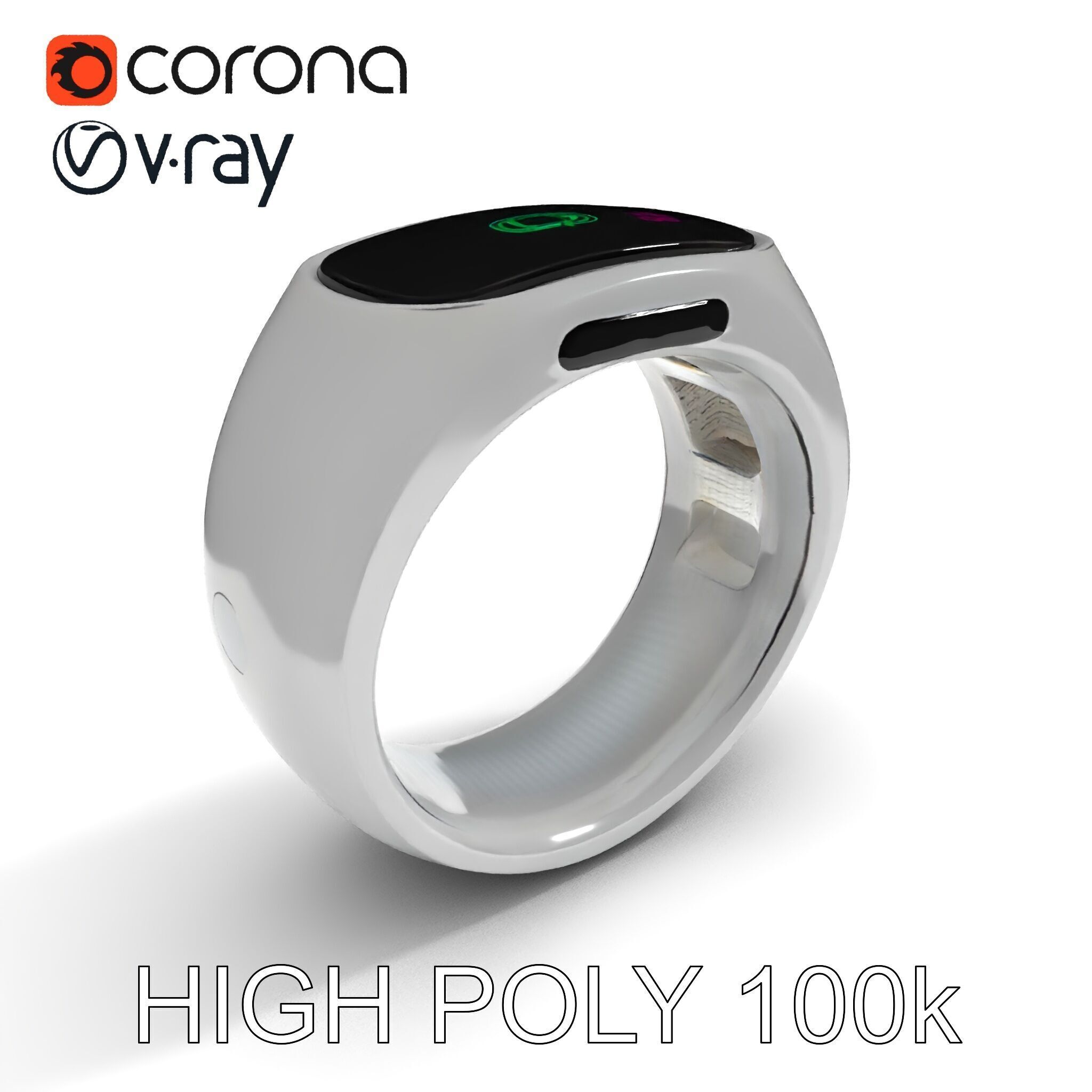 Smart Ring D Model Pack for Wearable Technology Integration Low-poly 3D model_35