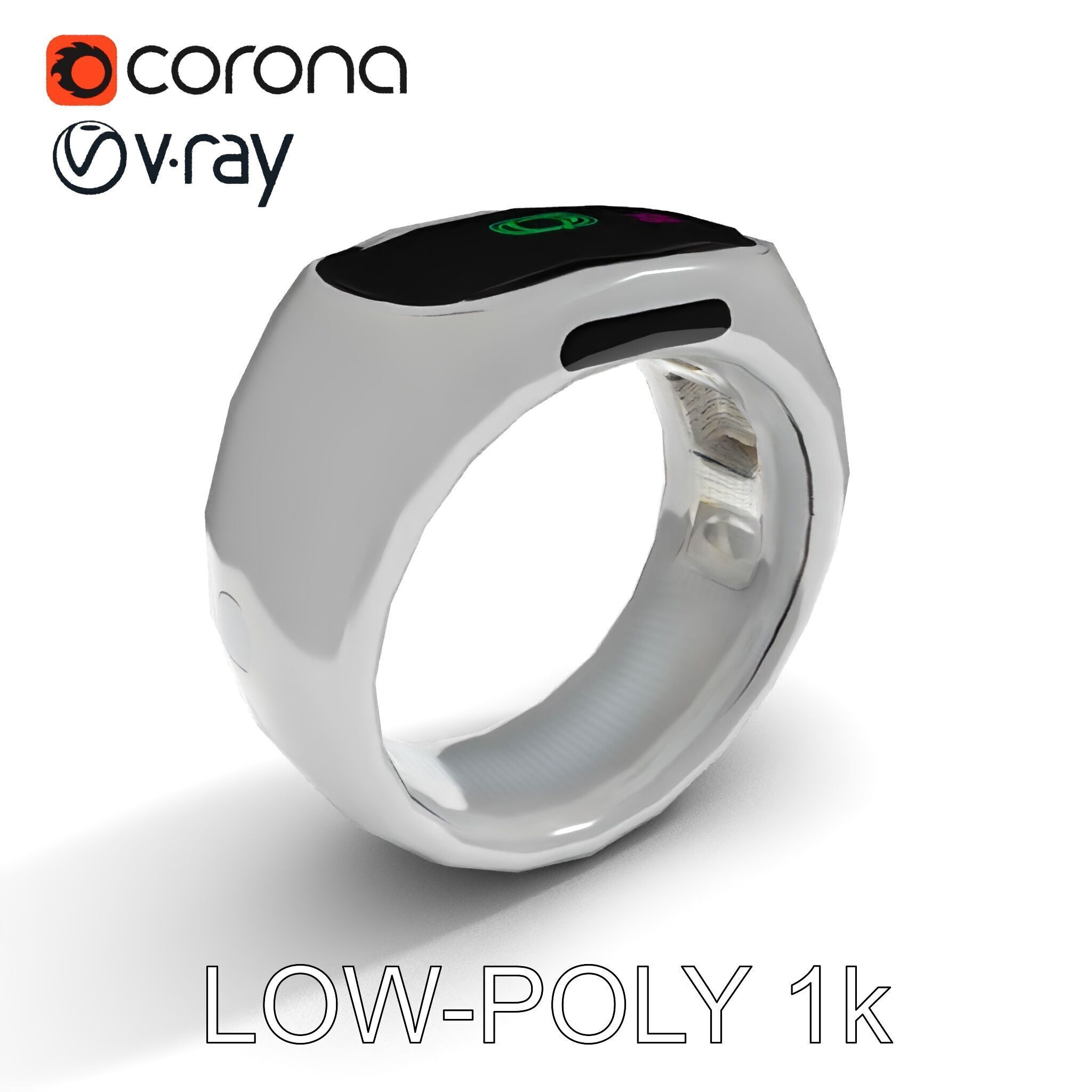 Smart Ring D Model Pack for Wearable Technology Integration Low-poly 3D model_13