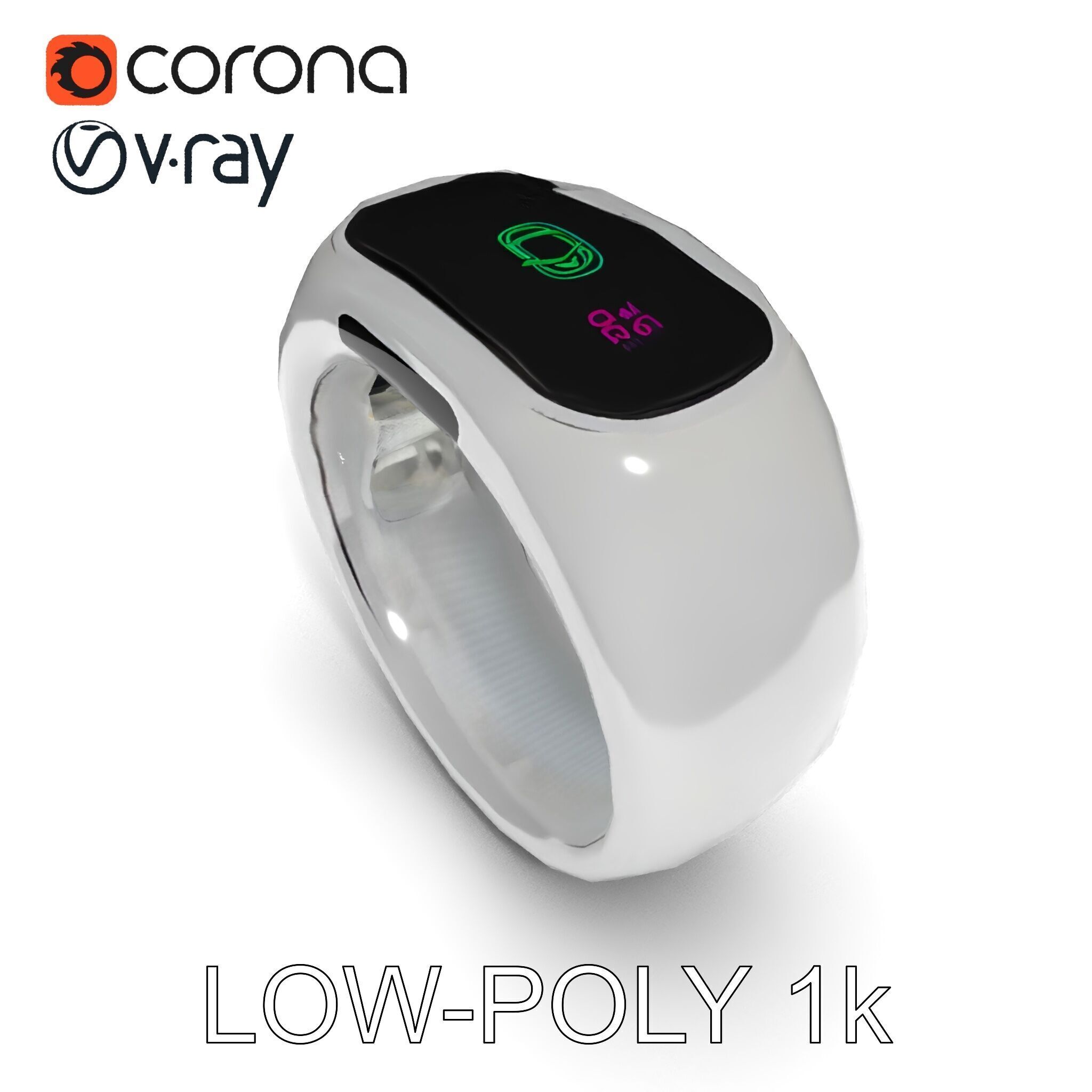 Smart Ring D Model Pack for Wearable Technology Integration Low-poly 3D model_16