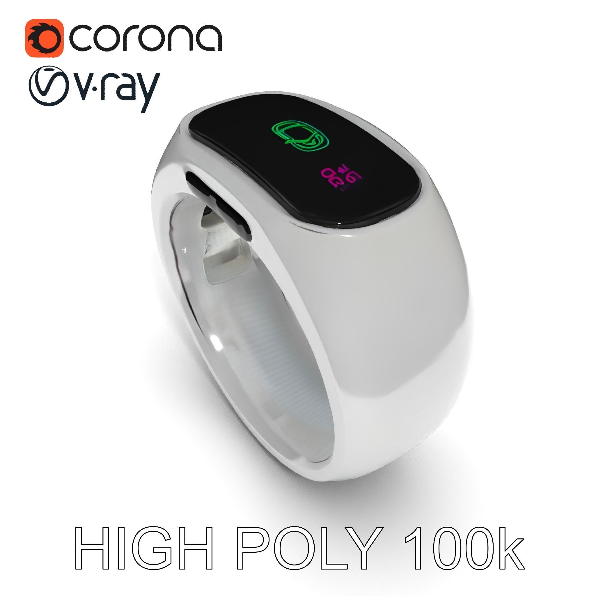 Smart Ring D Model Pack for Wearable Technology Integration Low-poly 3D model_25