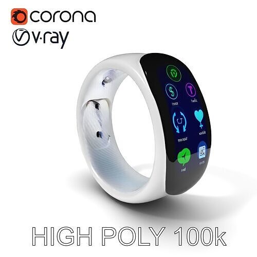 Smartwatch Model Pack with Interactive Display Low-poly 3D model