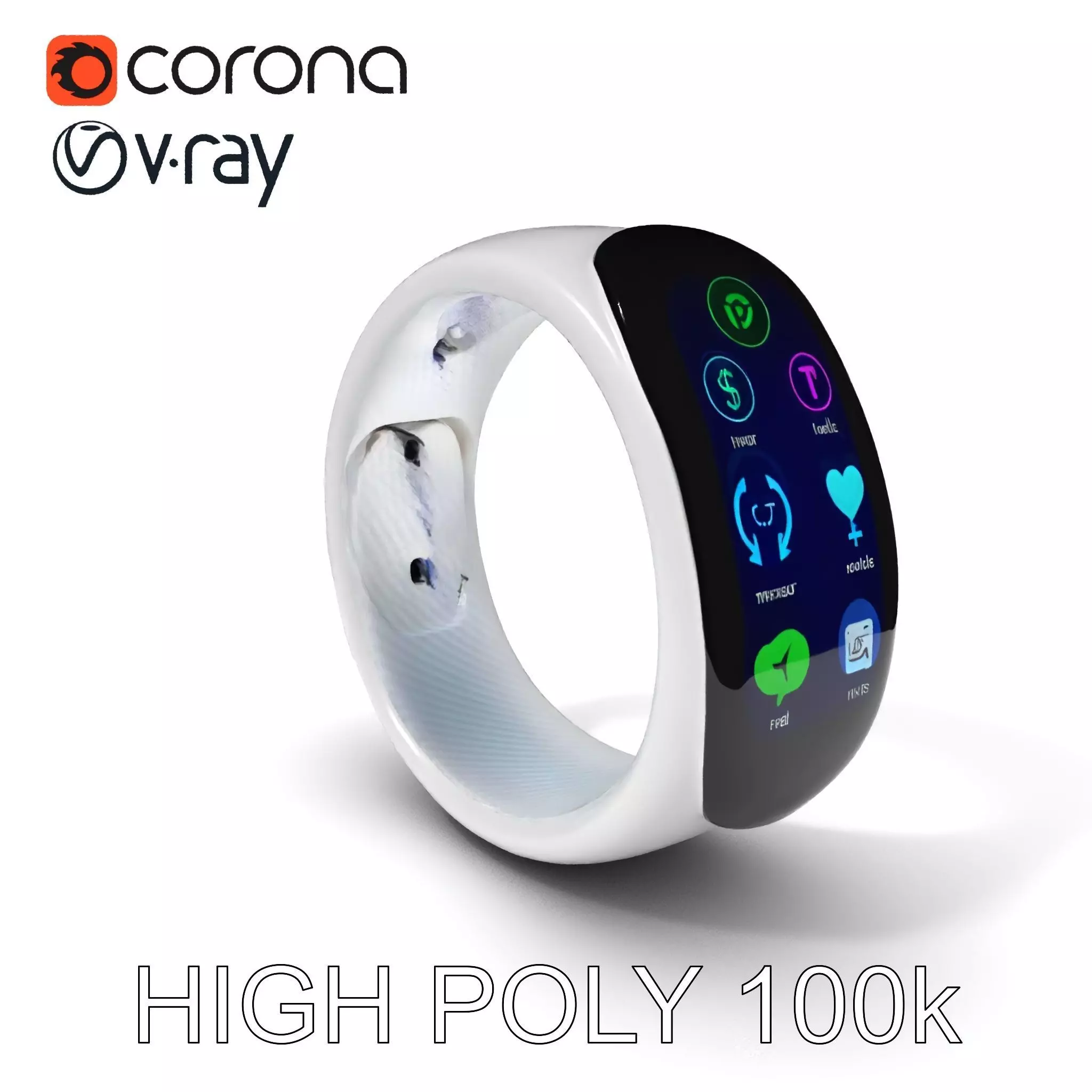 Smartwatch Model Pack with Interactive Display Low-poly 3D model_0