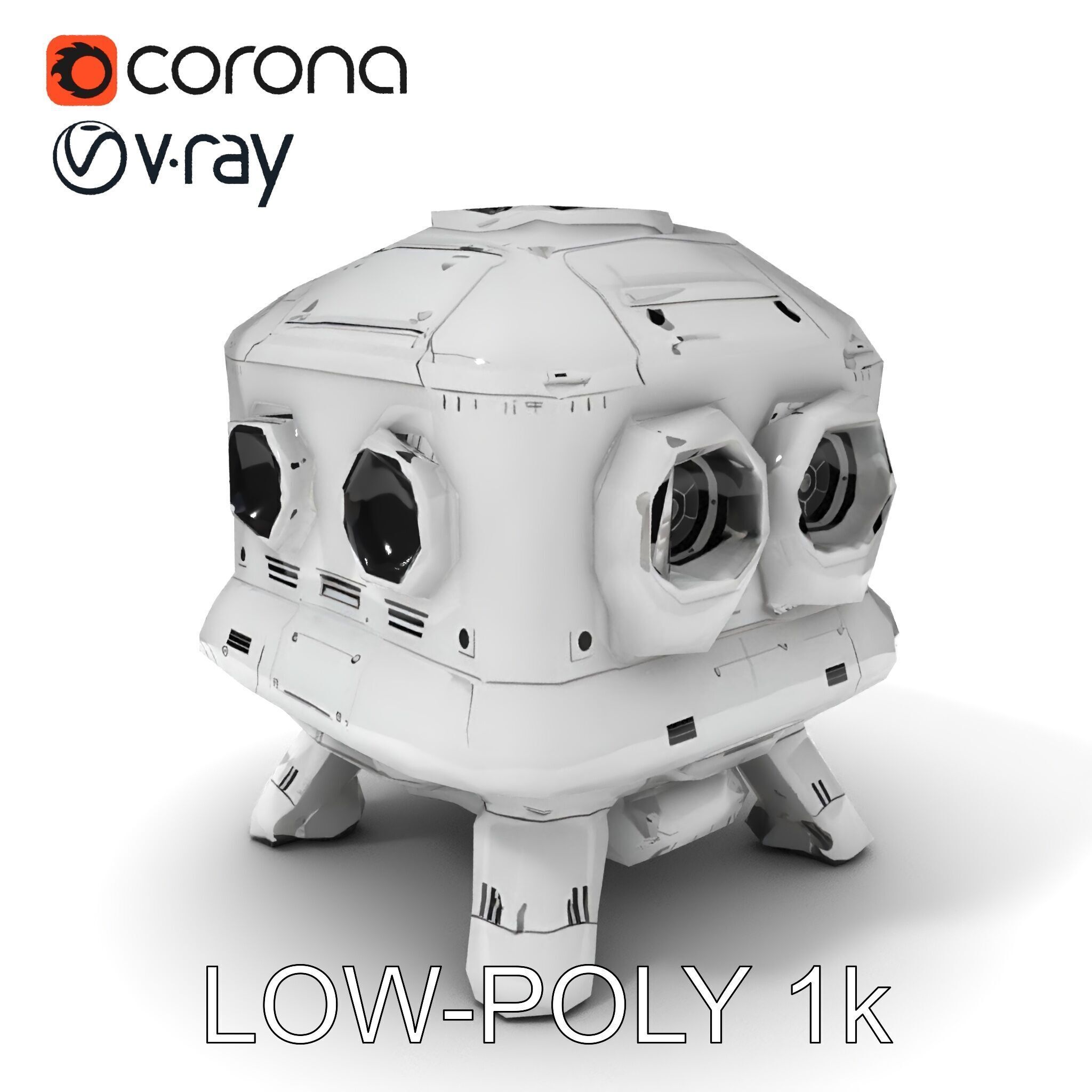 Futuristic Space Station Module model pack Low-poly 3D model_27