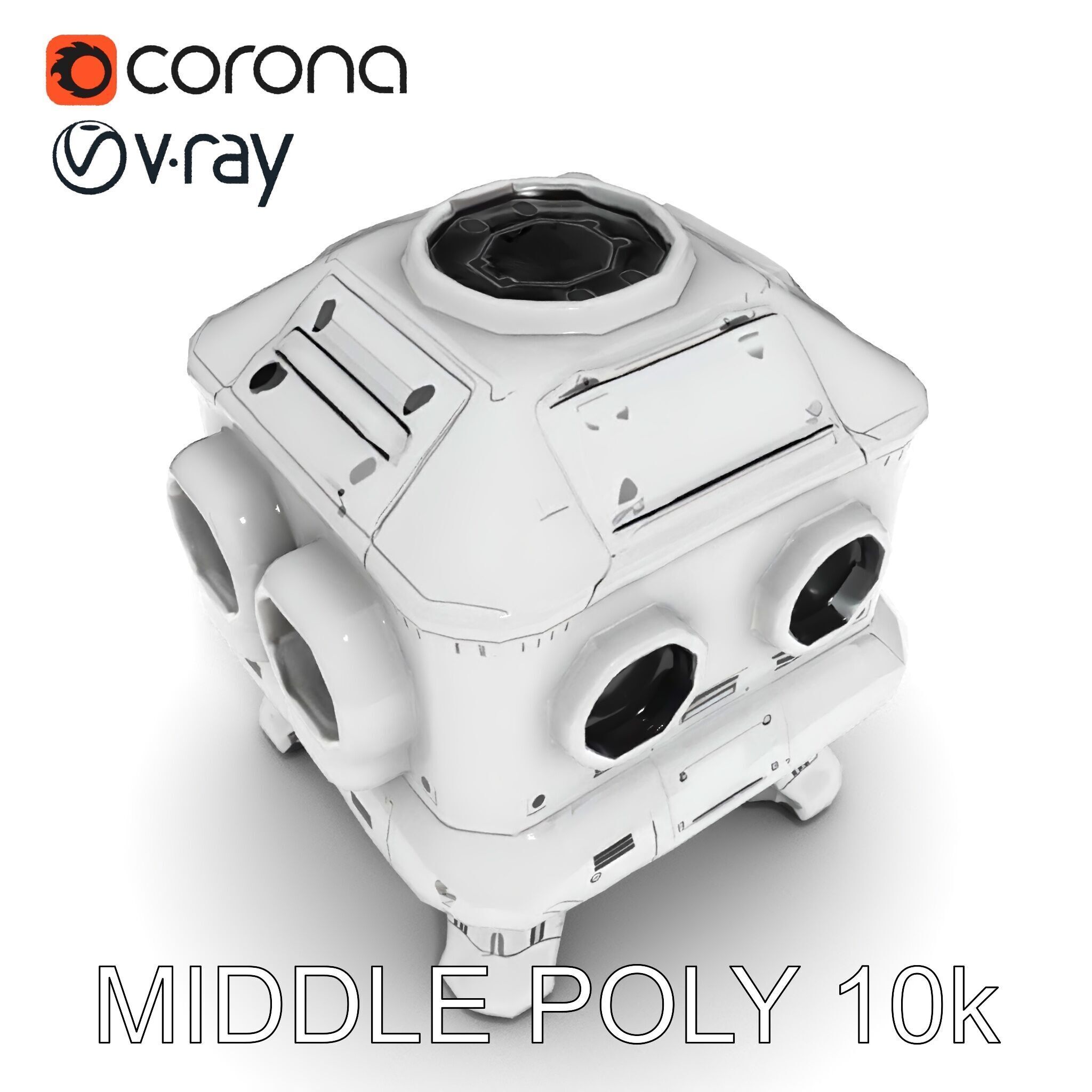 Futuristic Space Station Module model pack Low-poly 3D model_9