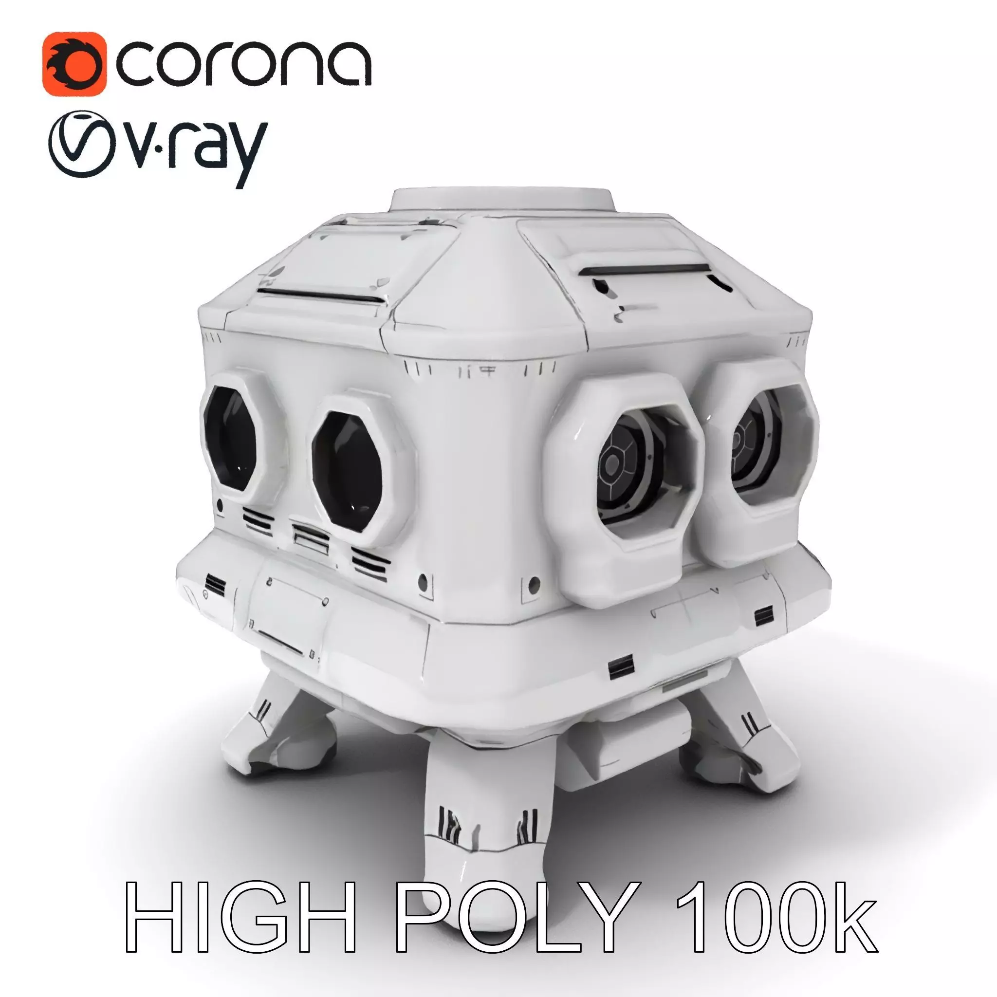 Futuristic Space Station Module model pack Low-poly 3D model_0