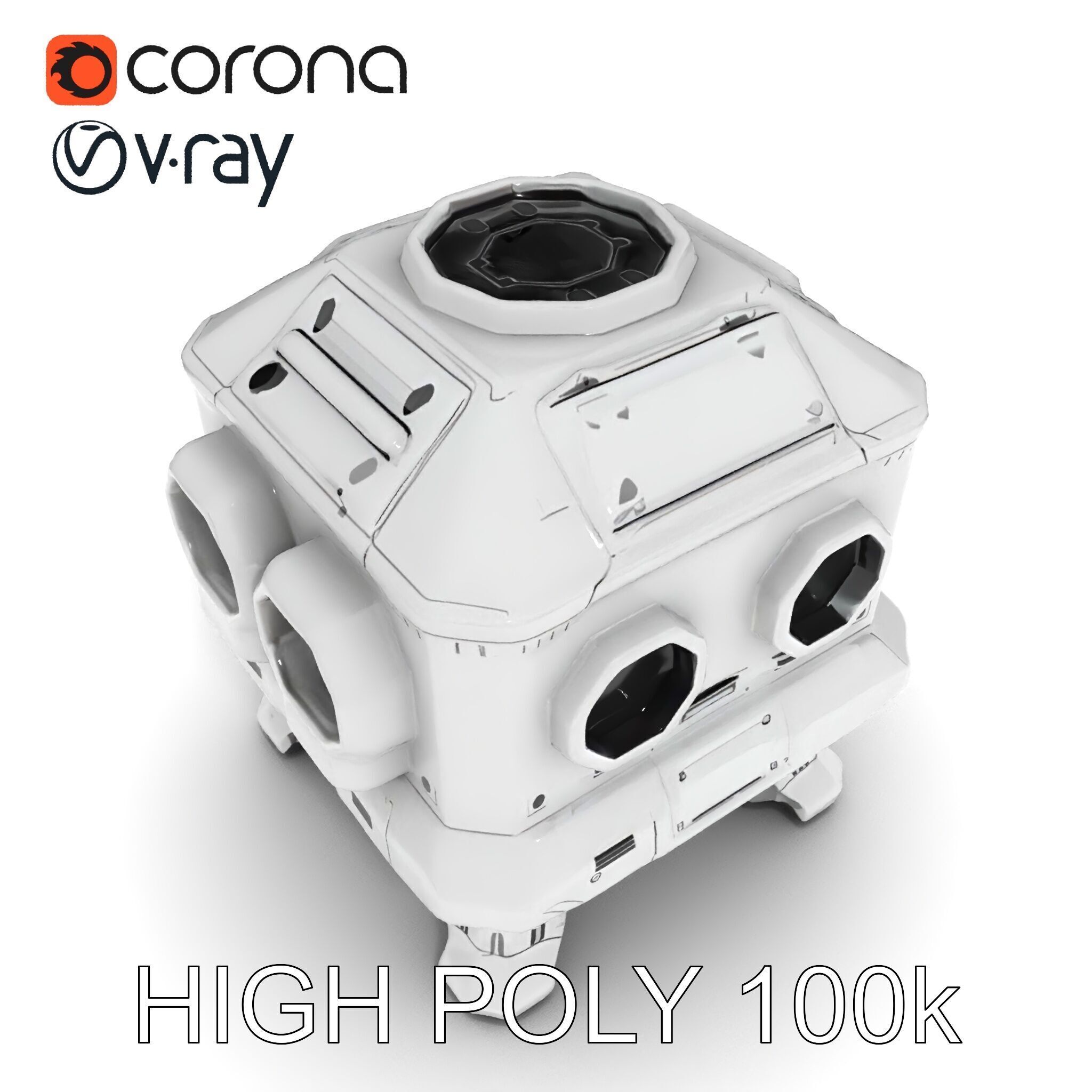 Futuristic Space Station Module model pack Low-poly 3D model_20