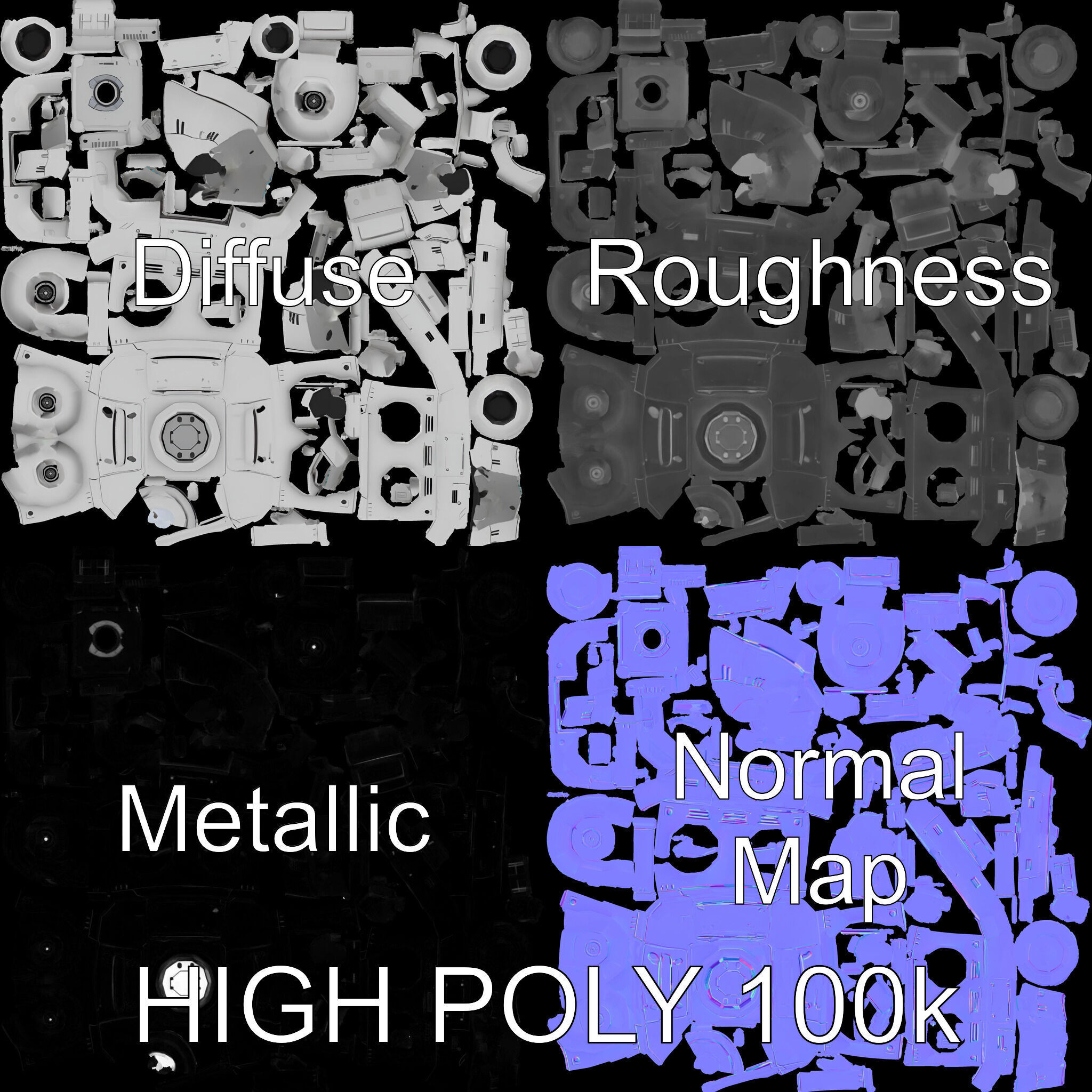 Futuristic Space Station Module model pack Low-poly 3D model_2