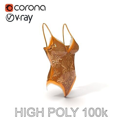 Elegant Lace Bodysuit Model Pack for Realistic Rendering Low-poly 3D model
