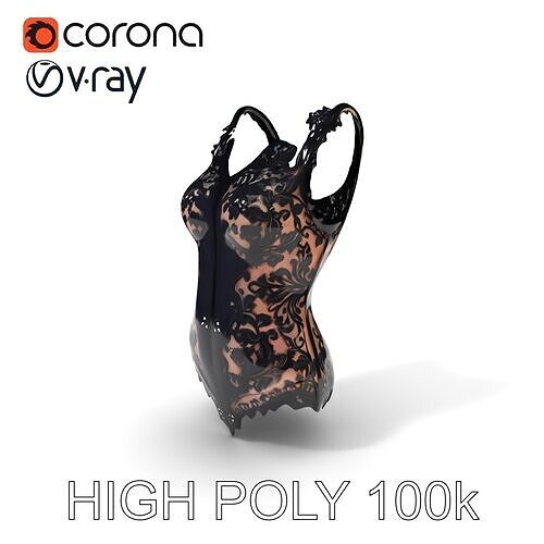 Lace Bodysuit Fashion Model Pack Low-poly 3D model