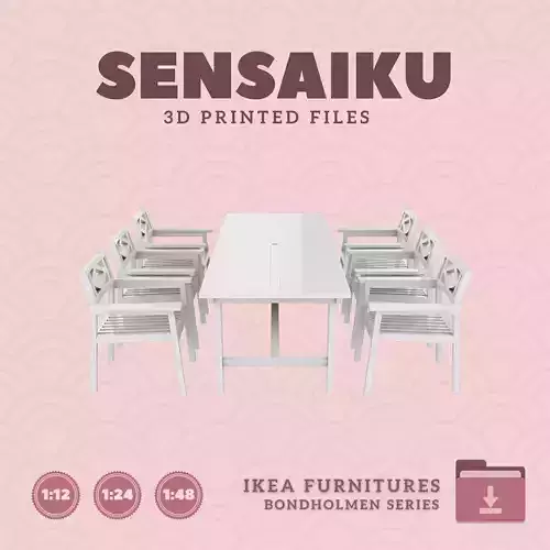 BONDHOLMEN Table  Armchairs for Dollhouse - IKEA - 3D Print