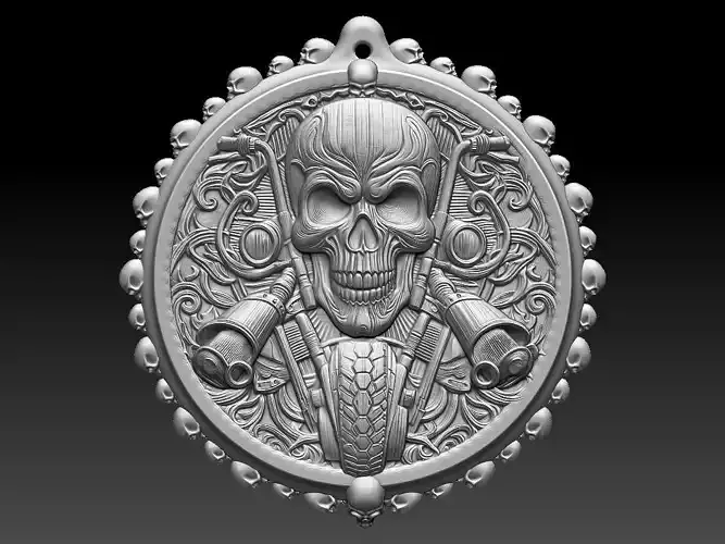 3D Print Skull Biker Keychain - For Motorcycle Enthusiasts 3D print model