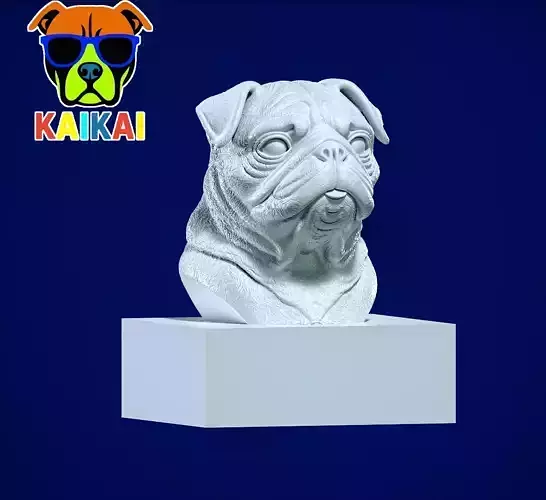 Pug dog bust - head dog model - 3D print