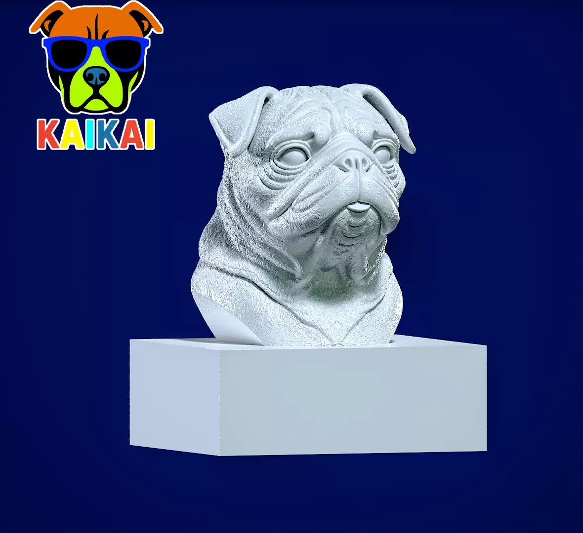 Pug dog bust - head dog model - 3D print 3D print model_0