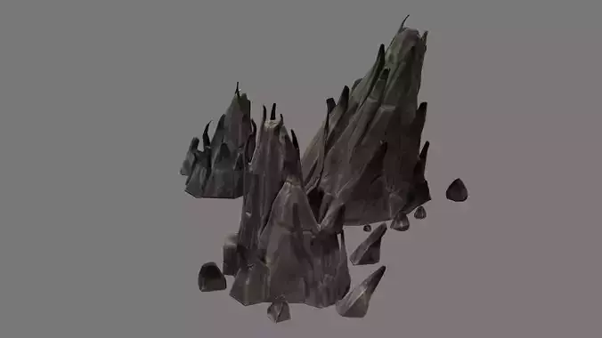 fantasy stone camp stylized low poly